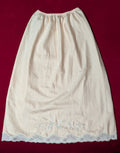 Vintage Peach & Cream Embroidered "Forget Me Not" Satin Slip Skirt in Medium