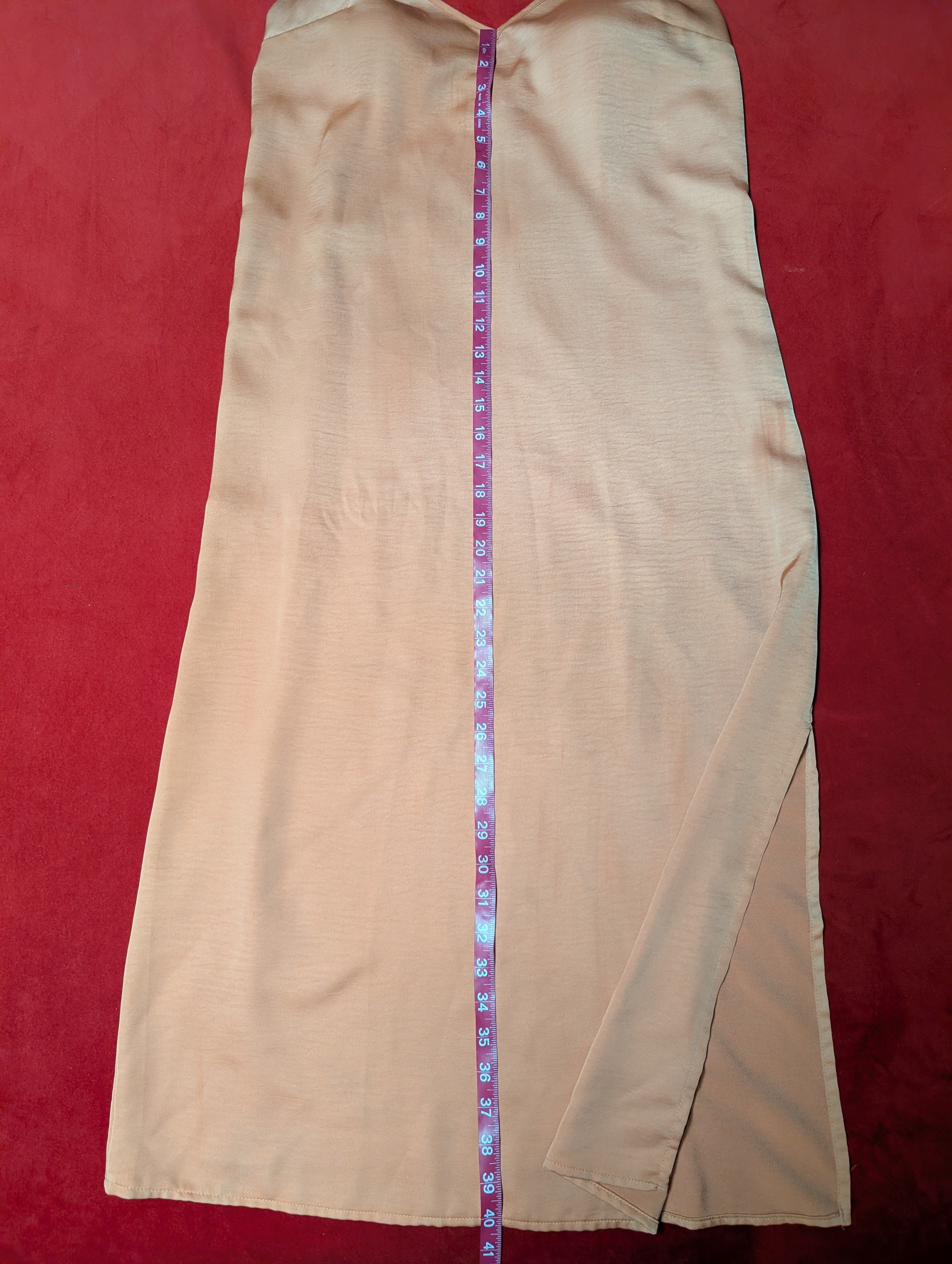 Peachy Orange Split Maxi Slip Dress in Medium