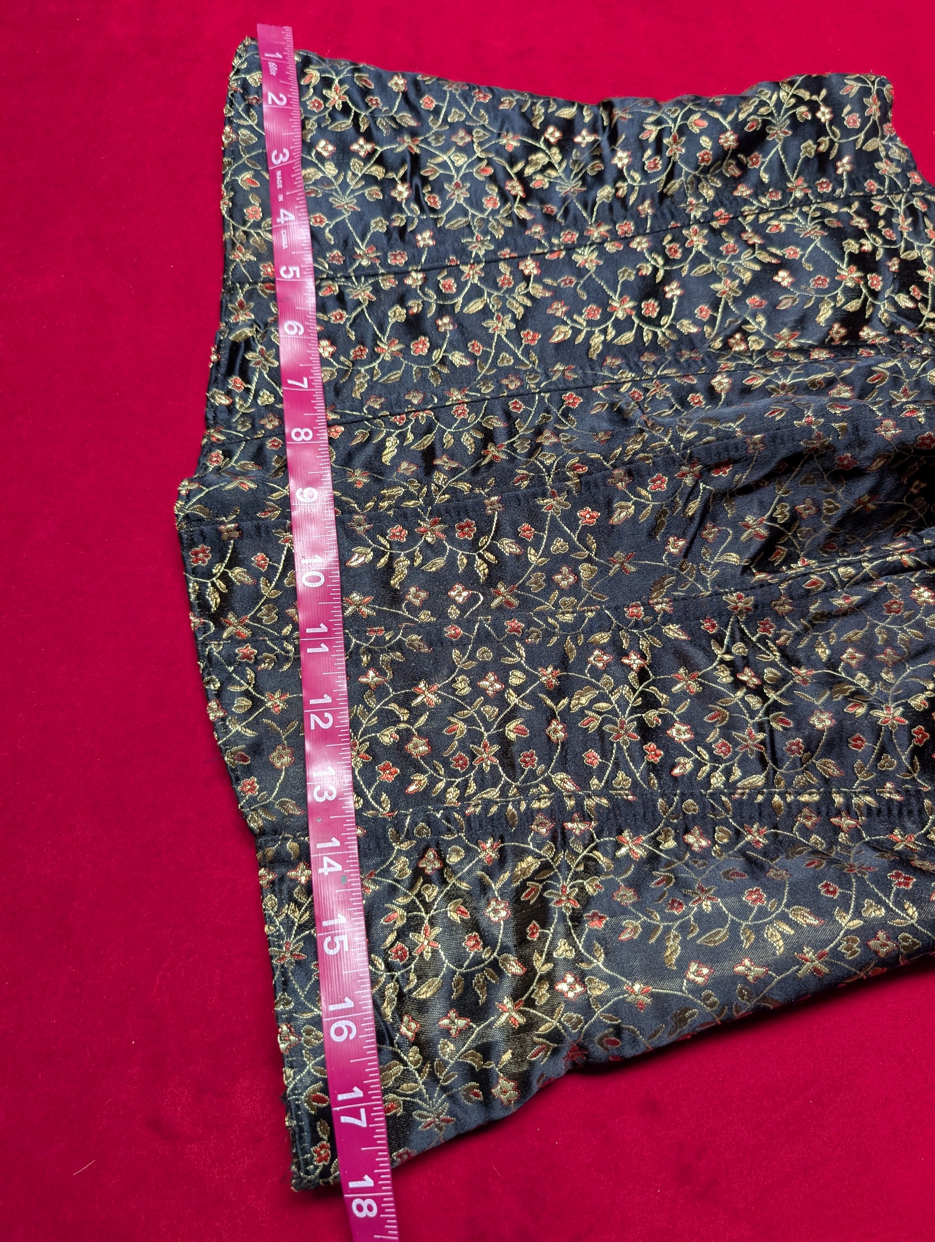 Vintage Gold Floral on Black Medieval Bustier Corset Medium