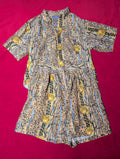 Vintage 100% Pure Silk Pajamas Button Shirt & Shorts Set in Large