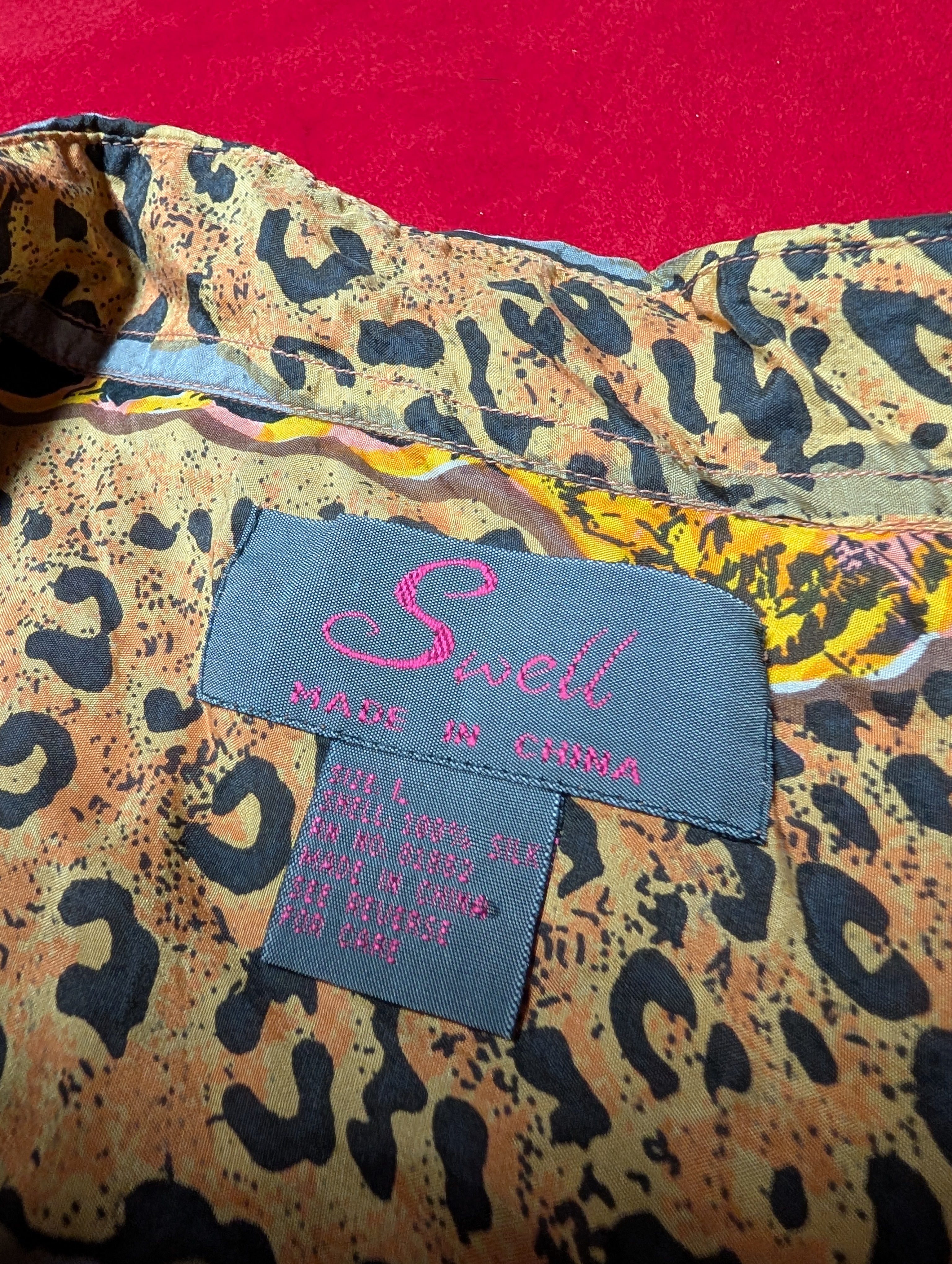 Vintage 100% Pure Silk Pajamas Button Shirt & Shorts Set in Large