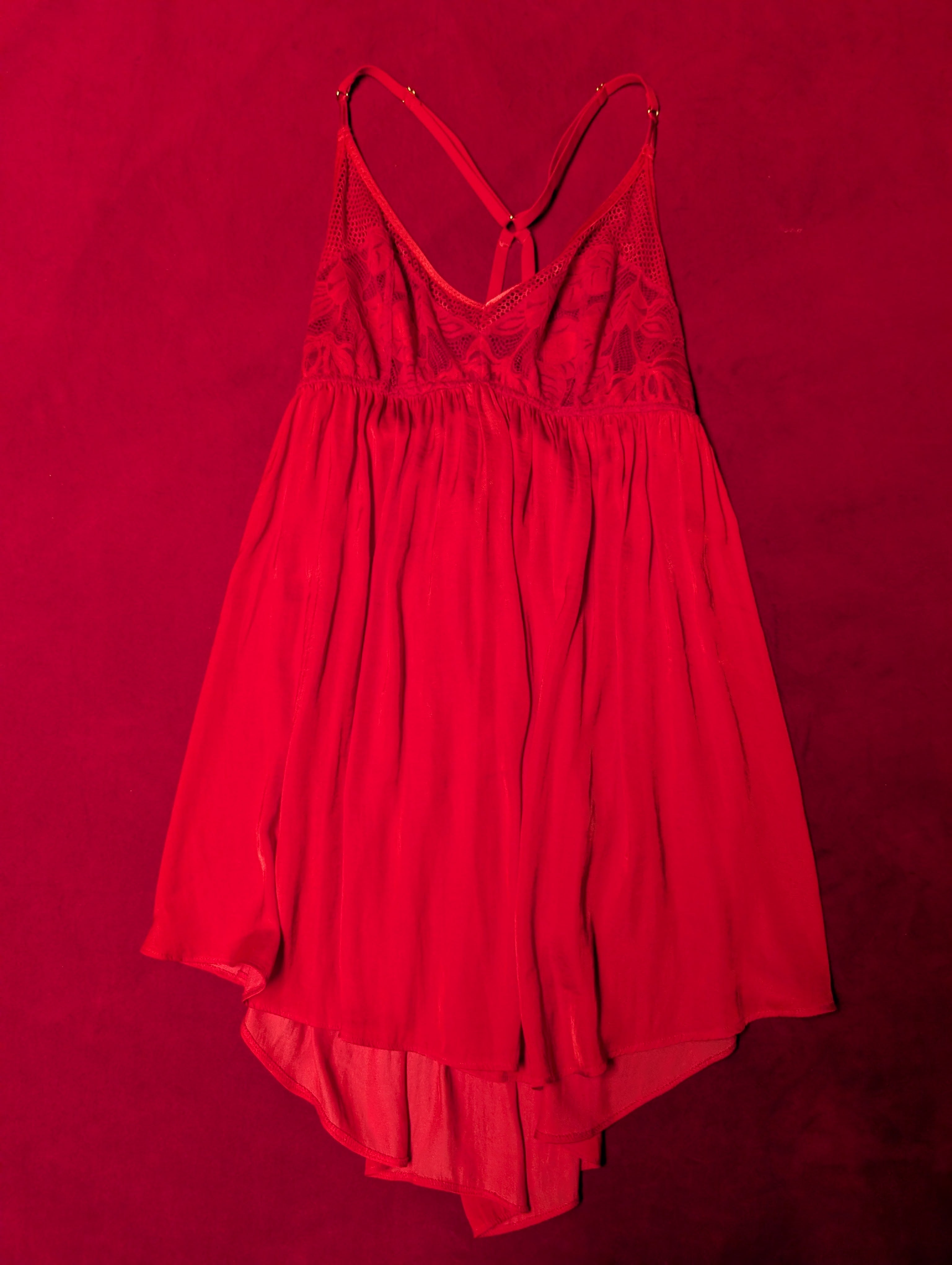 Soma Intimates Soma's Sexiest Crinkle Red Satin Lace Chemise in Large