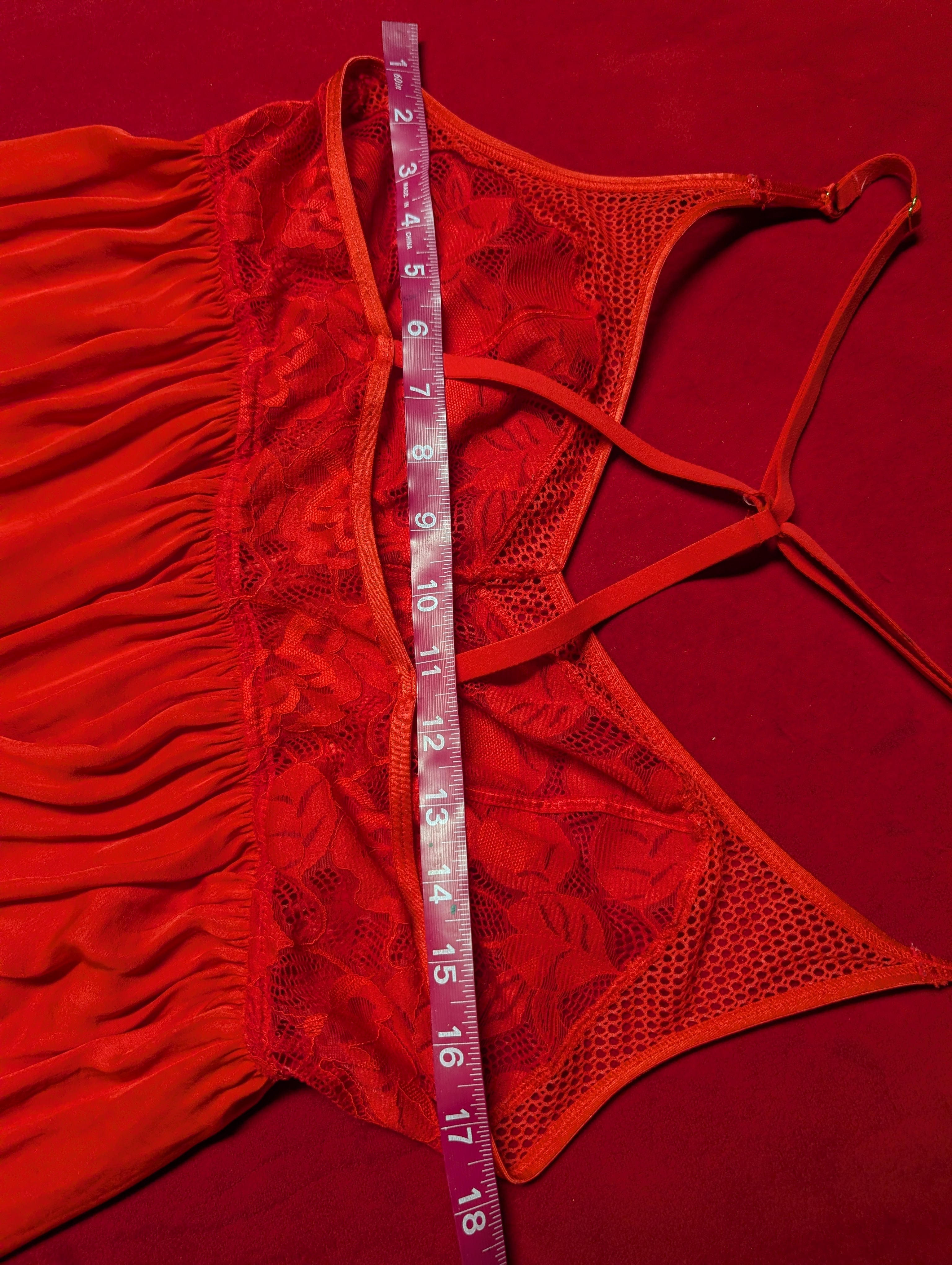 Soma Intimates Soma's Sexiest Crinkle Red Satin Lace Chemise in Large