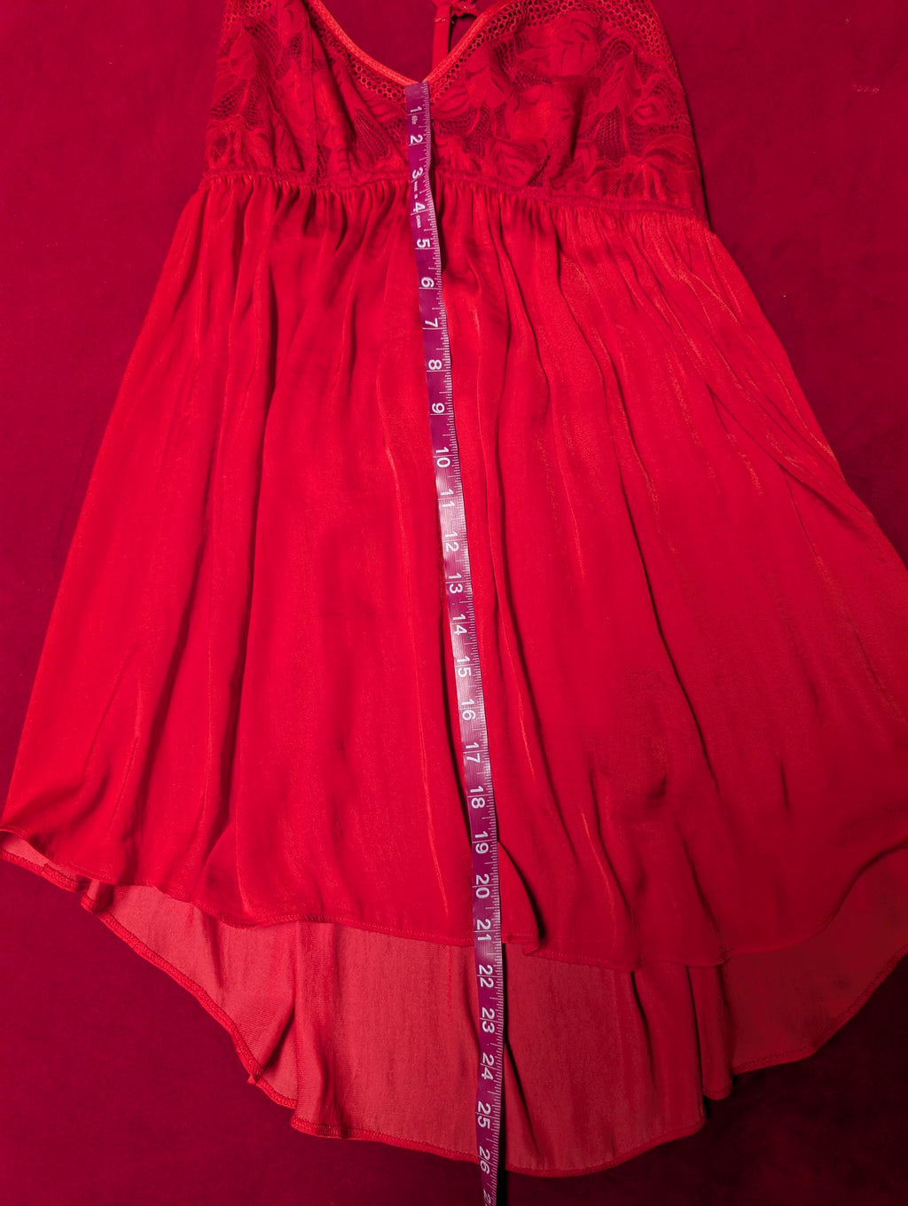 Soma Intimates Soma's Sexiest Crinkle Red Satin Lace Chemise in Large