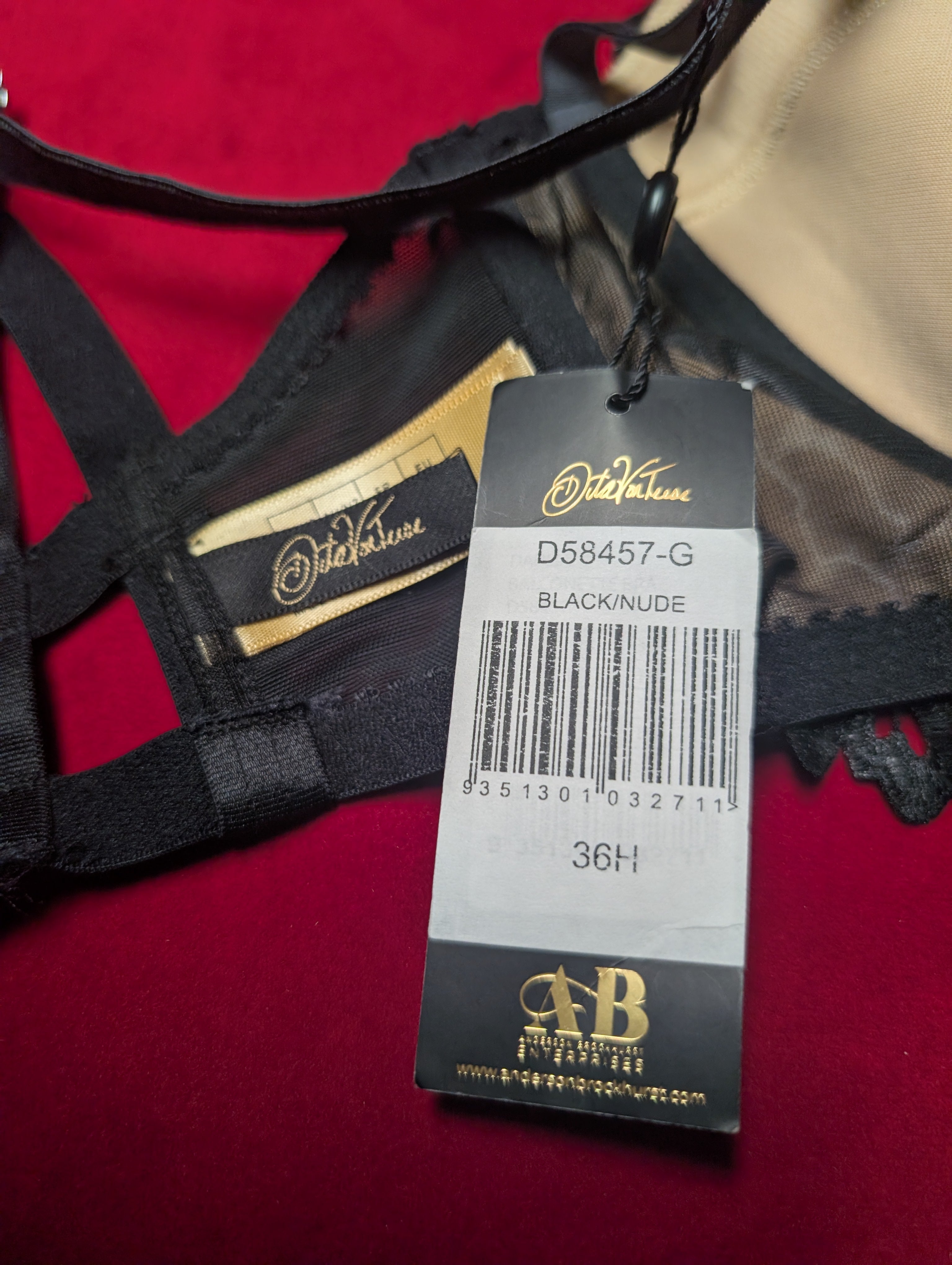 Dita Von Teese Black Dahlia Caged Embroidered Bra 36H