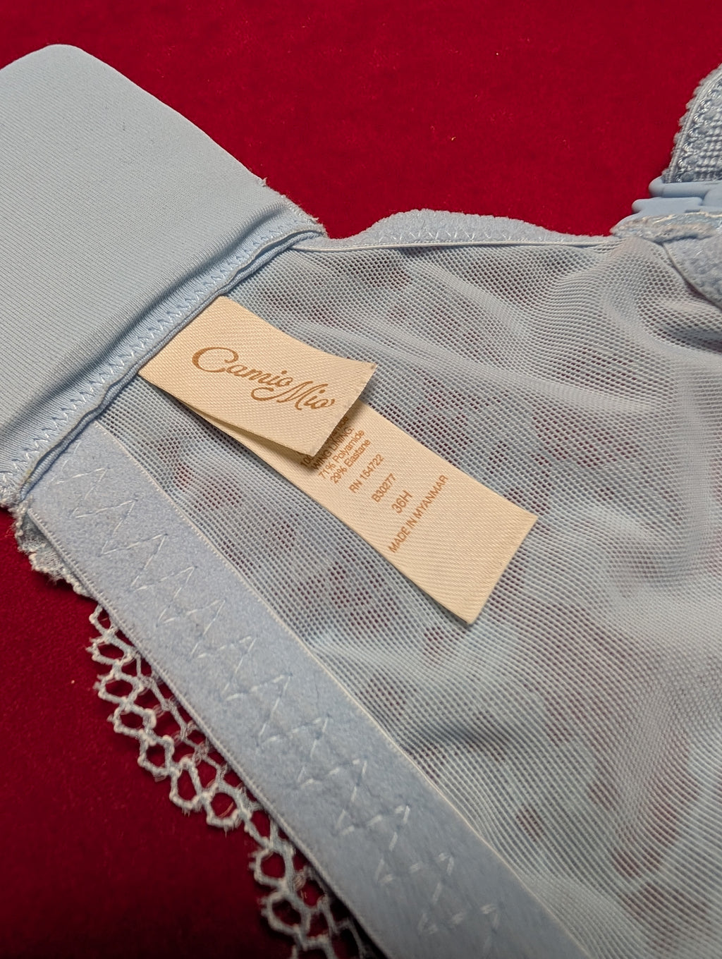 Camio Mio Unlined Comfort Lace Sky Blue Bra 36H
