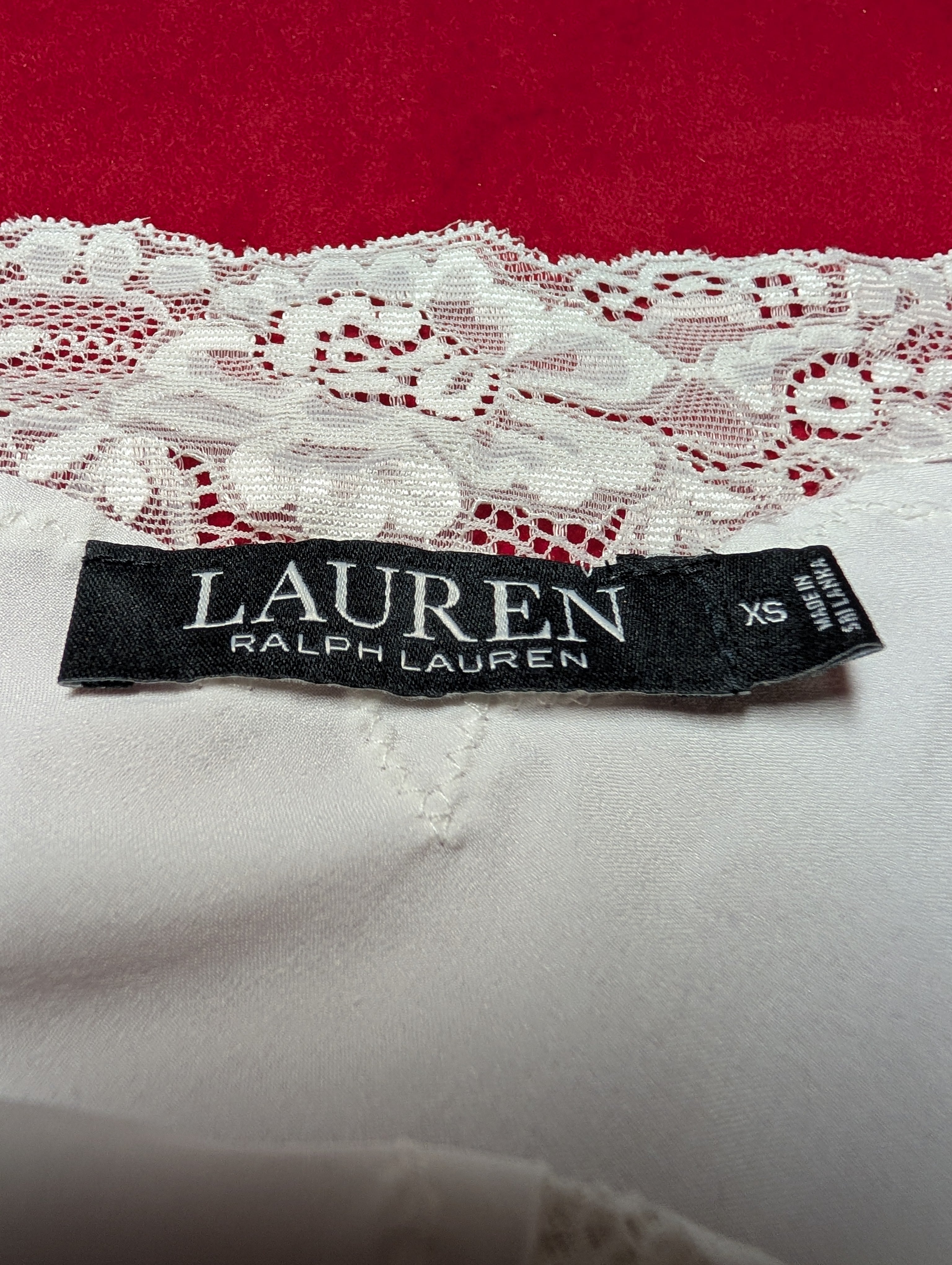 Lauren Ralph Lauren White Lace Detail Chemise XS