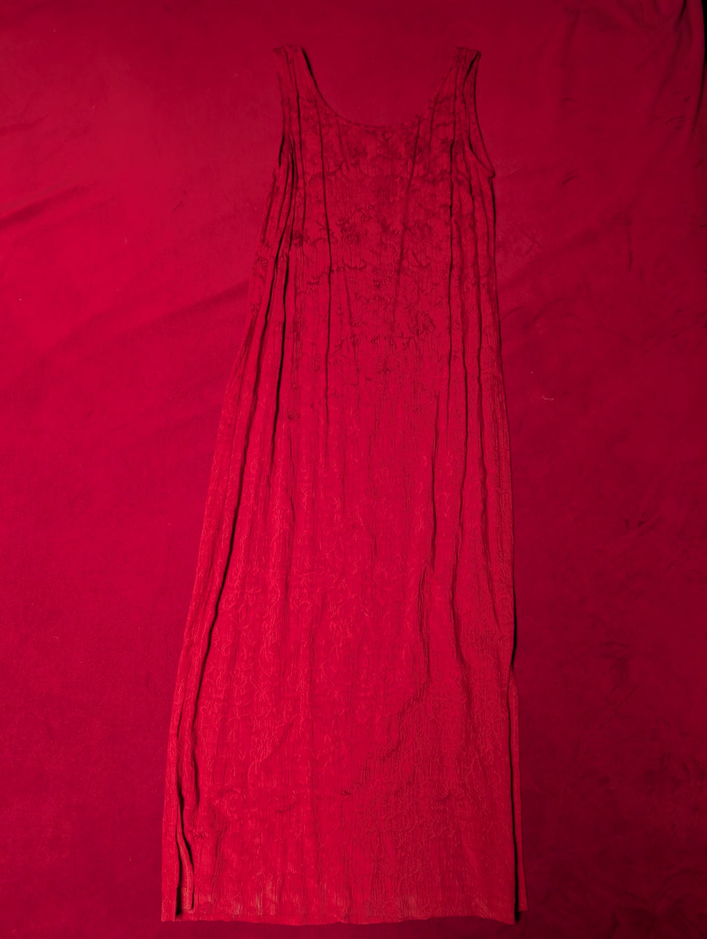 Vintage Embroidered Red Maxi Slip Dress in size 12