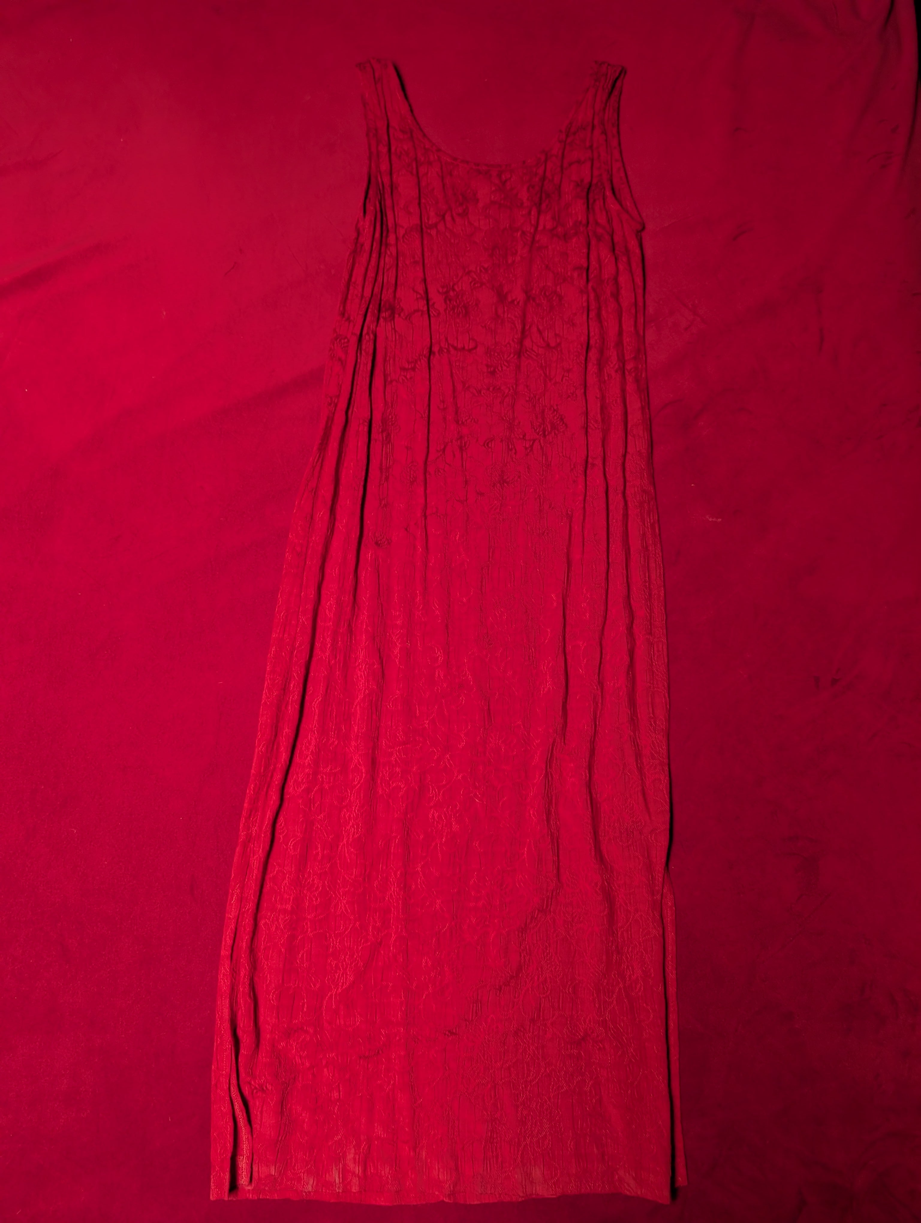 Vintage Embroidered Red Maxi Slip Dress in size 12
