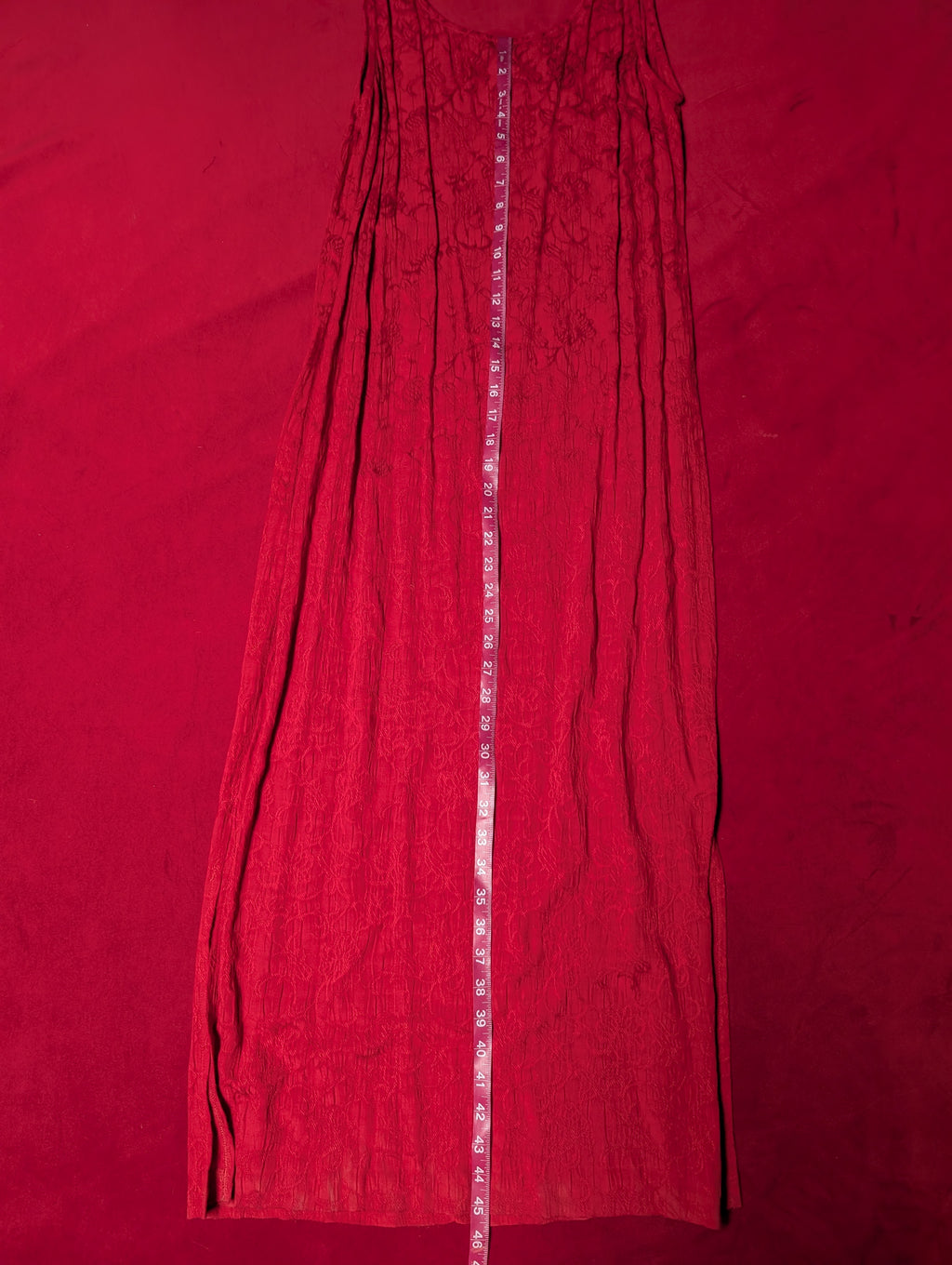 Vintage Embroidered Red Maxi Slip Dress in size 12