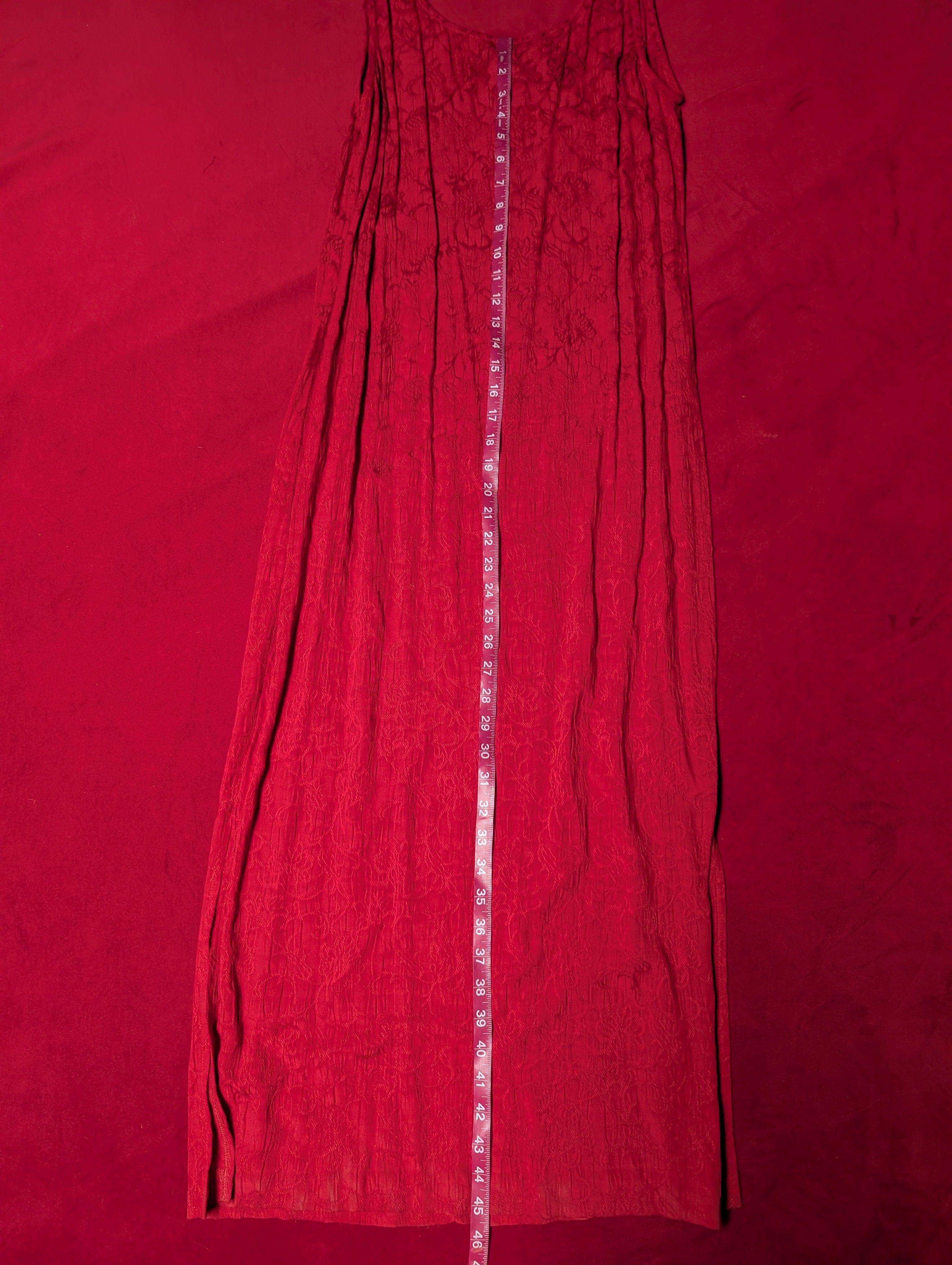 Vintage Embroidered Red Maxi Slip Dress in size 12
