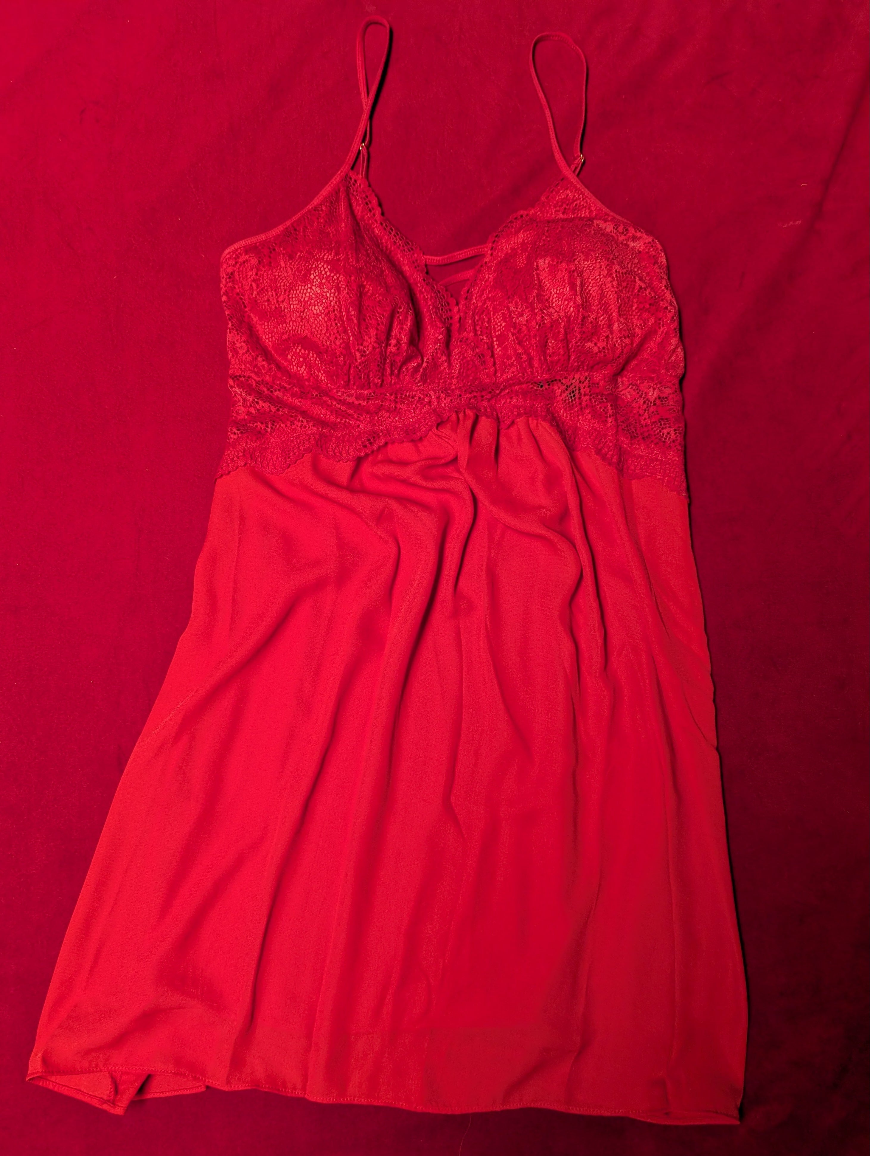 Beautiful Red Lace Detail Babydoll Chemise Lingerie in XL