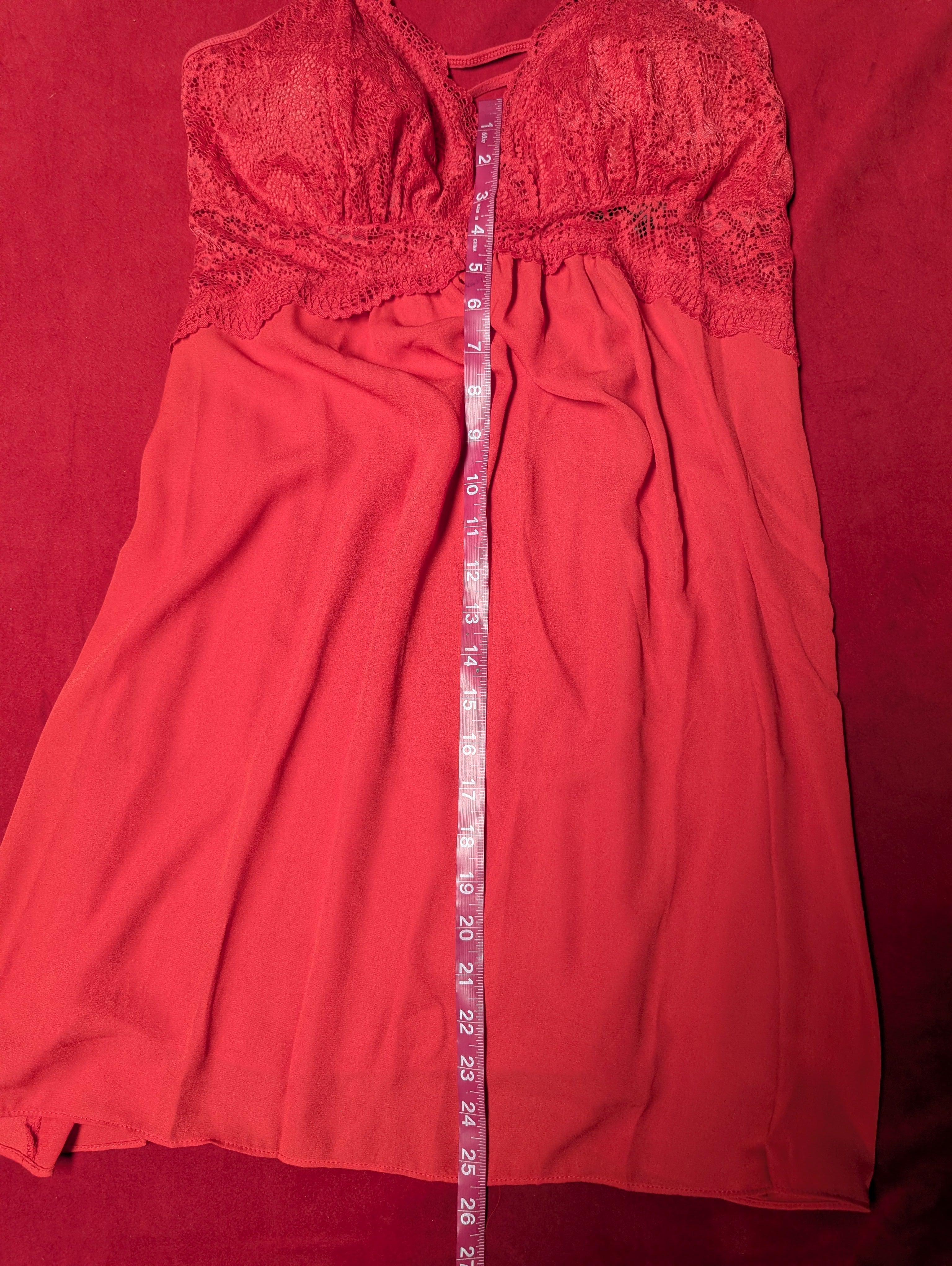 Beautiful Red Lace Detail Babydoll Chemise Lingerie in XL