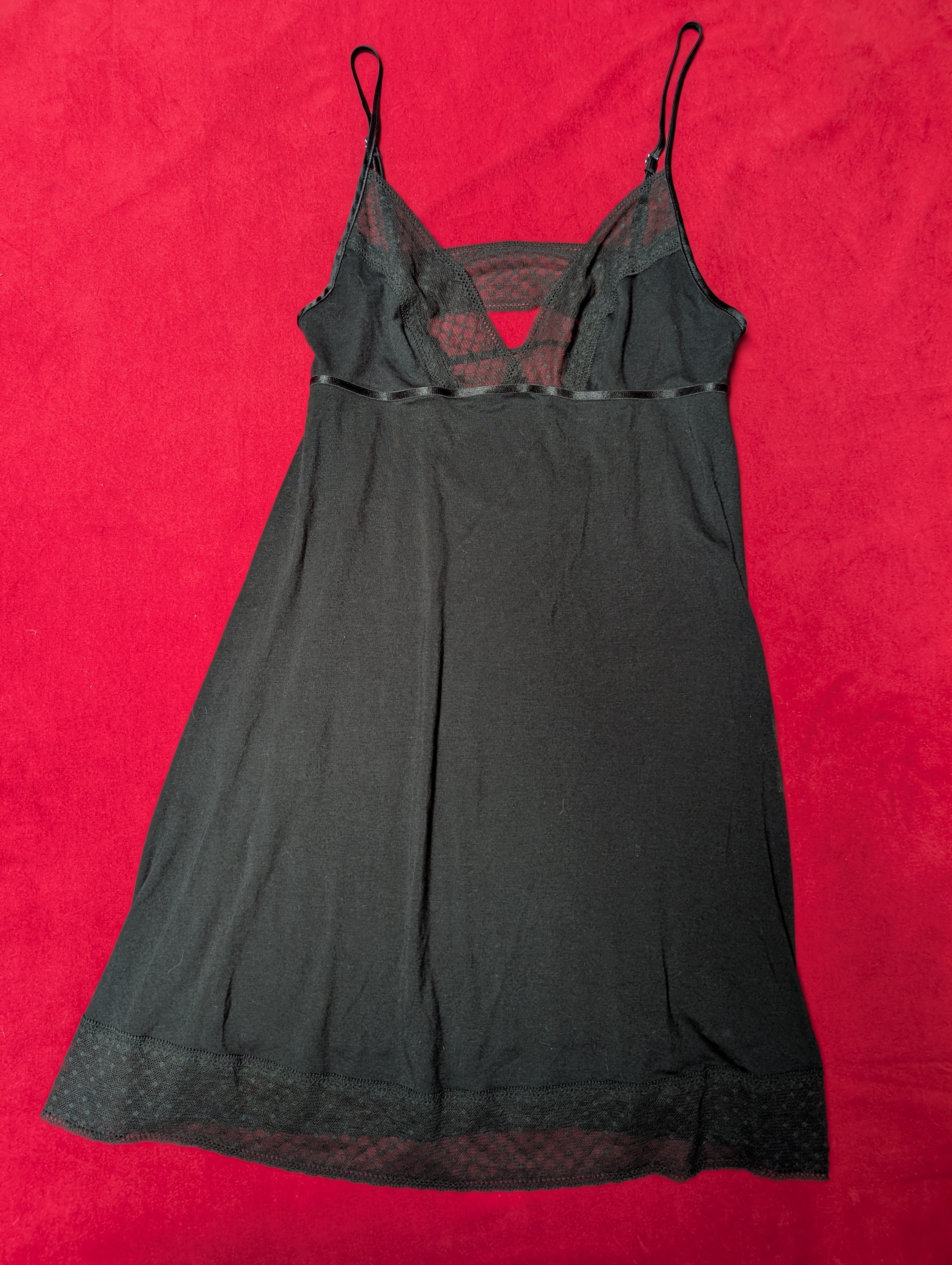 Victoria's Secret Irresistably Soft Black Lace Back Babydoll Chemise Small