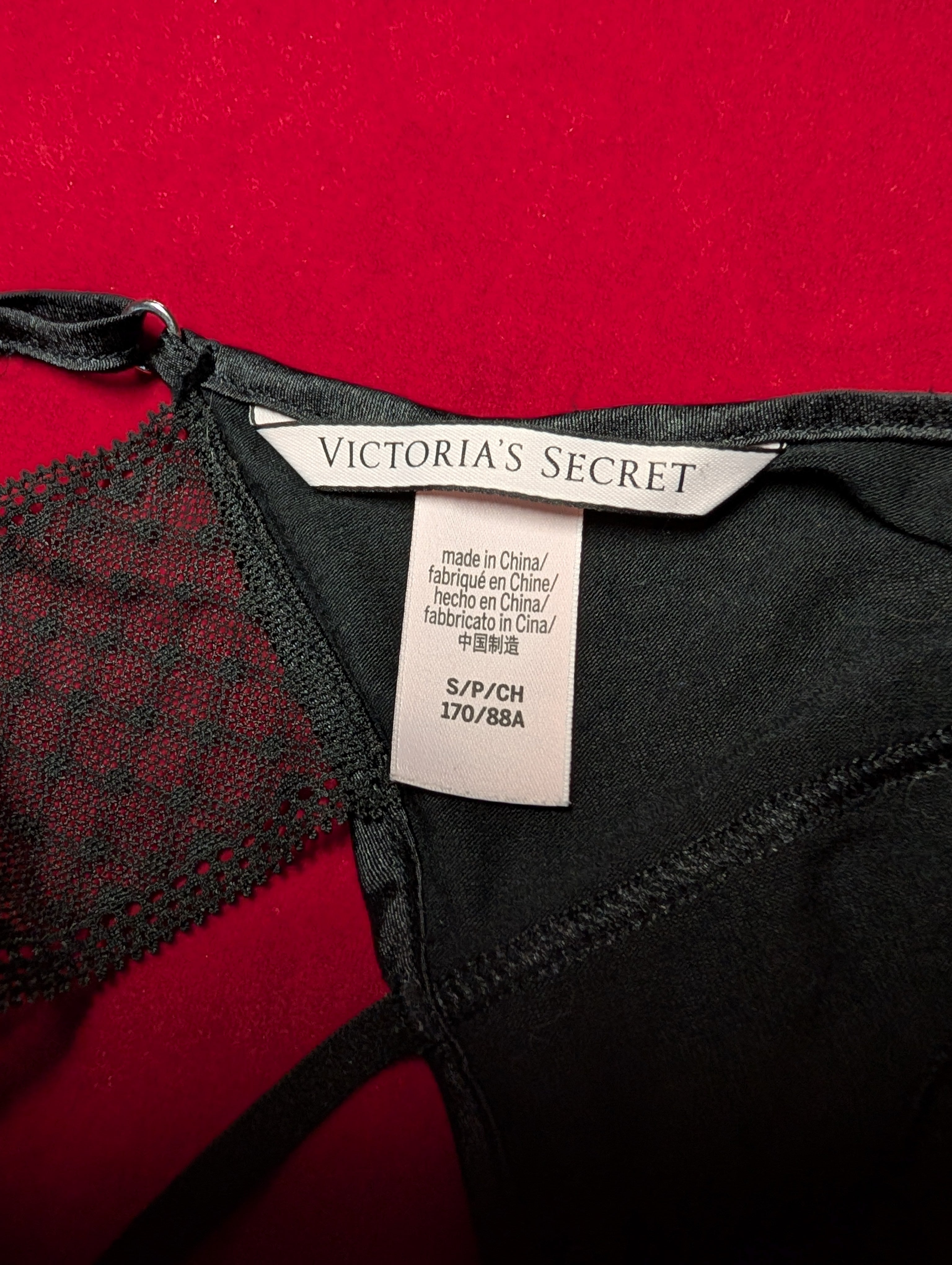 Victoria's Secret Irresistably Soft Black Lace Back Babydoll Chemise Small