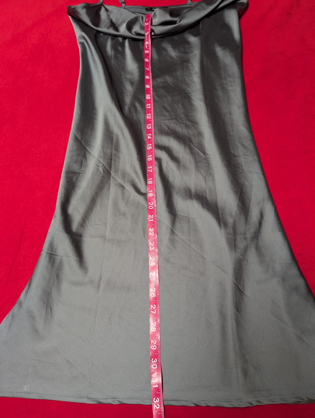 Cowl Neck Satin Slip Dress in Slate Grey Medium