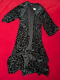 Black Floral Burnout Velvet Open Robe Maxi Cardigan Small