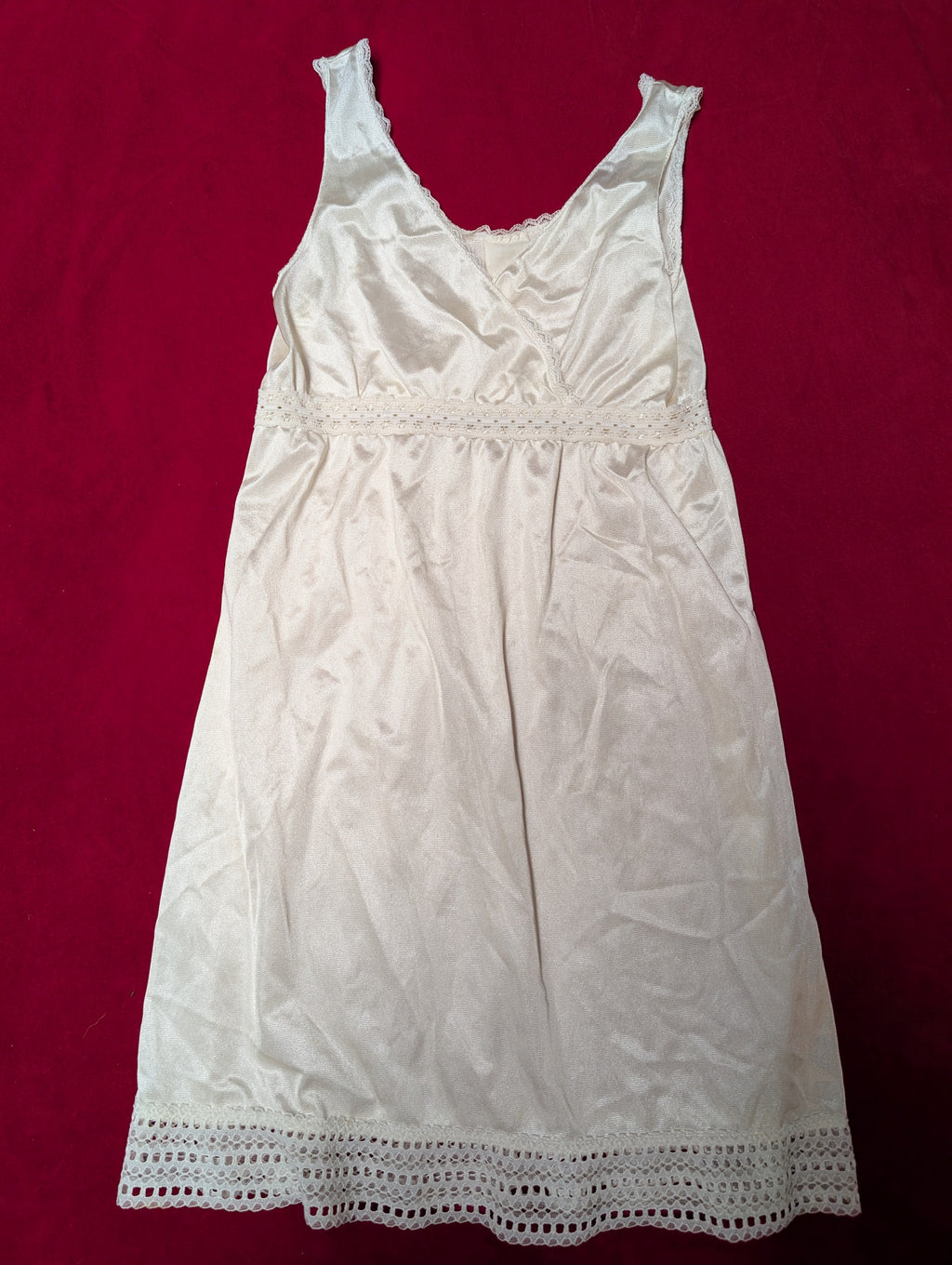 Vintage Wrap Across Lace Lined Slip Dress XS