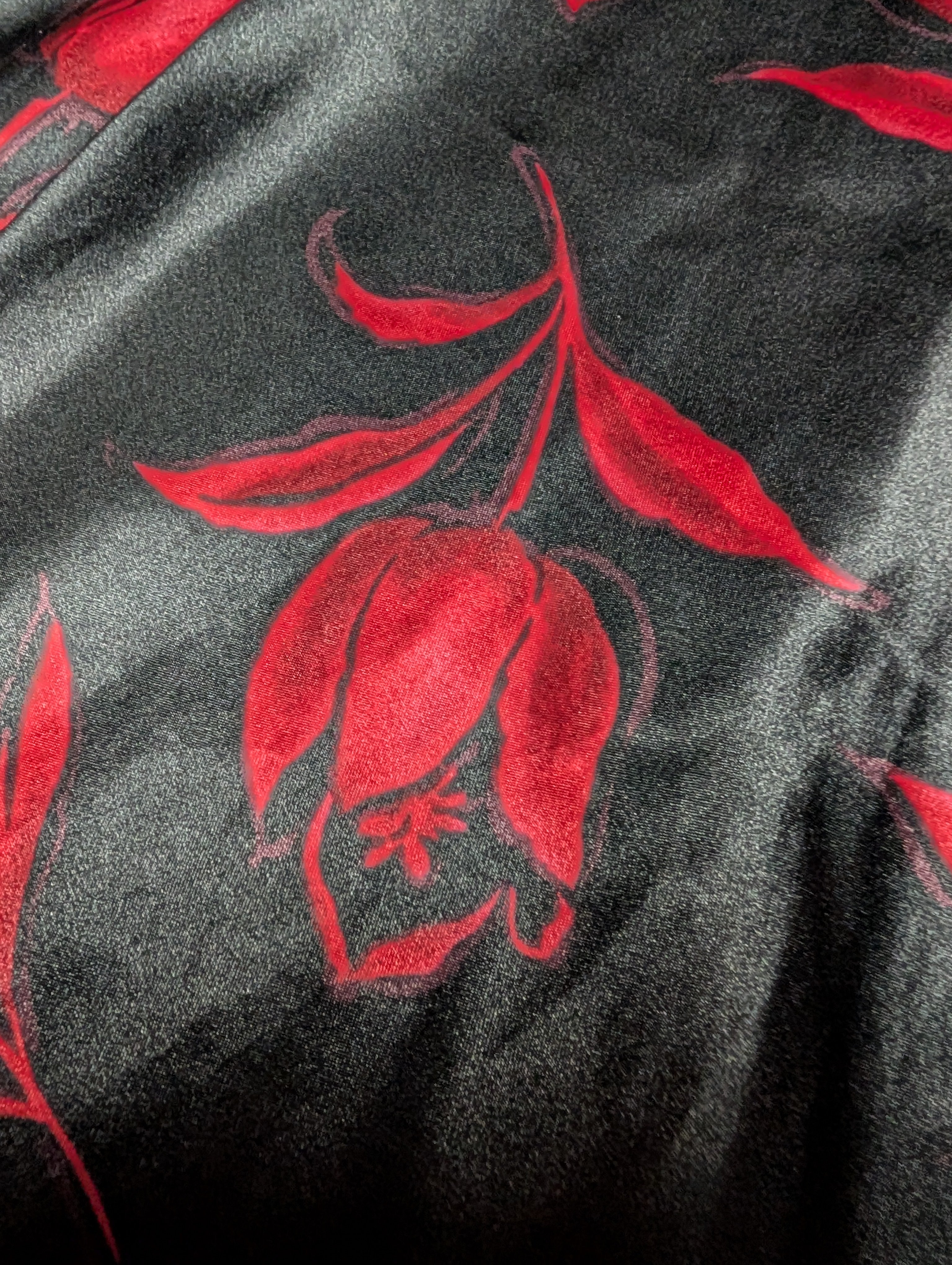 Bali Studio Black and Red Floral Mini Sweetheart Slip Dress Size Large