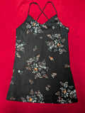 Be Cool Black Floral Cross Mini Slip Dress in Medium