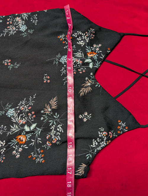 Be Cool Black Floral Cross Mini Slip Dress in Medium