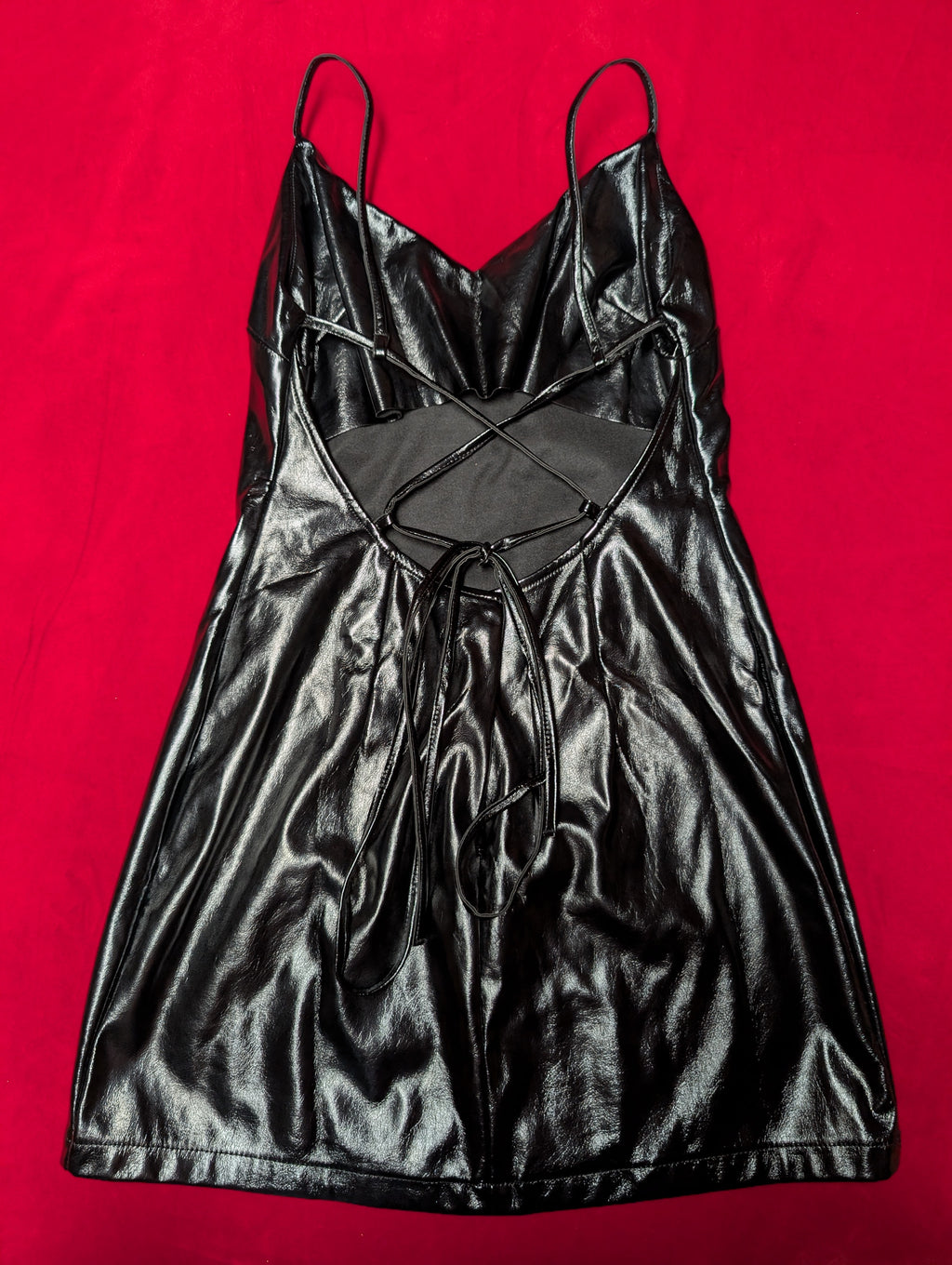 TopShop Faux Leather Strappy Mini Dress in Size 6