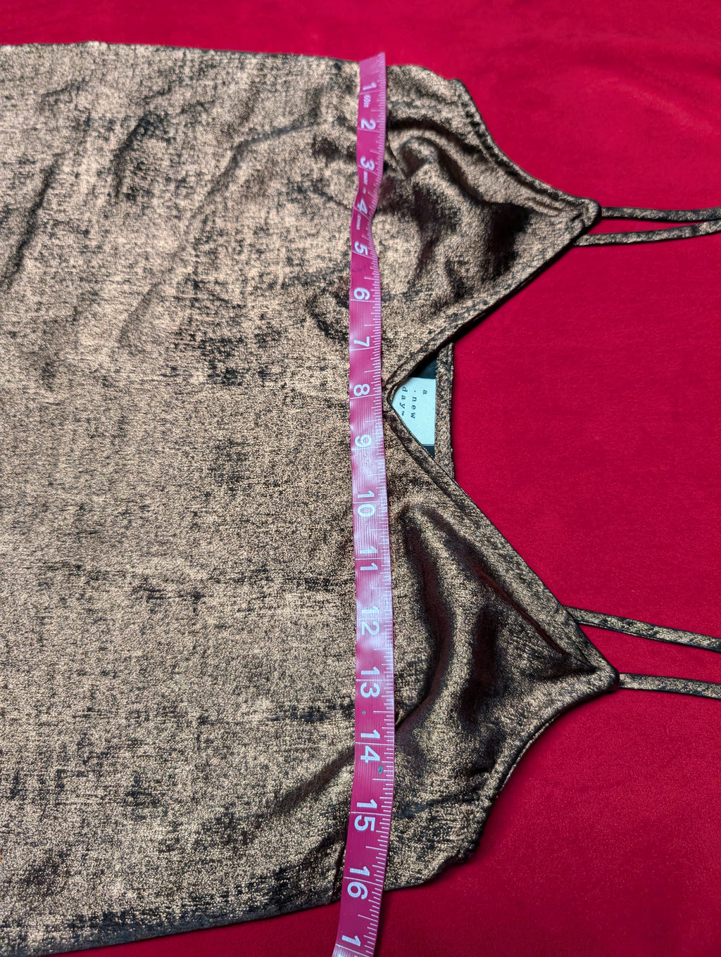 Bronze Shimmer V Mini Slip Dress in XS