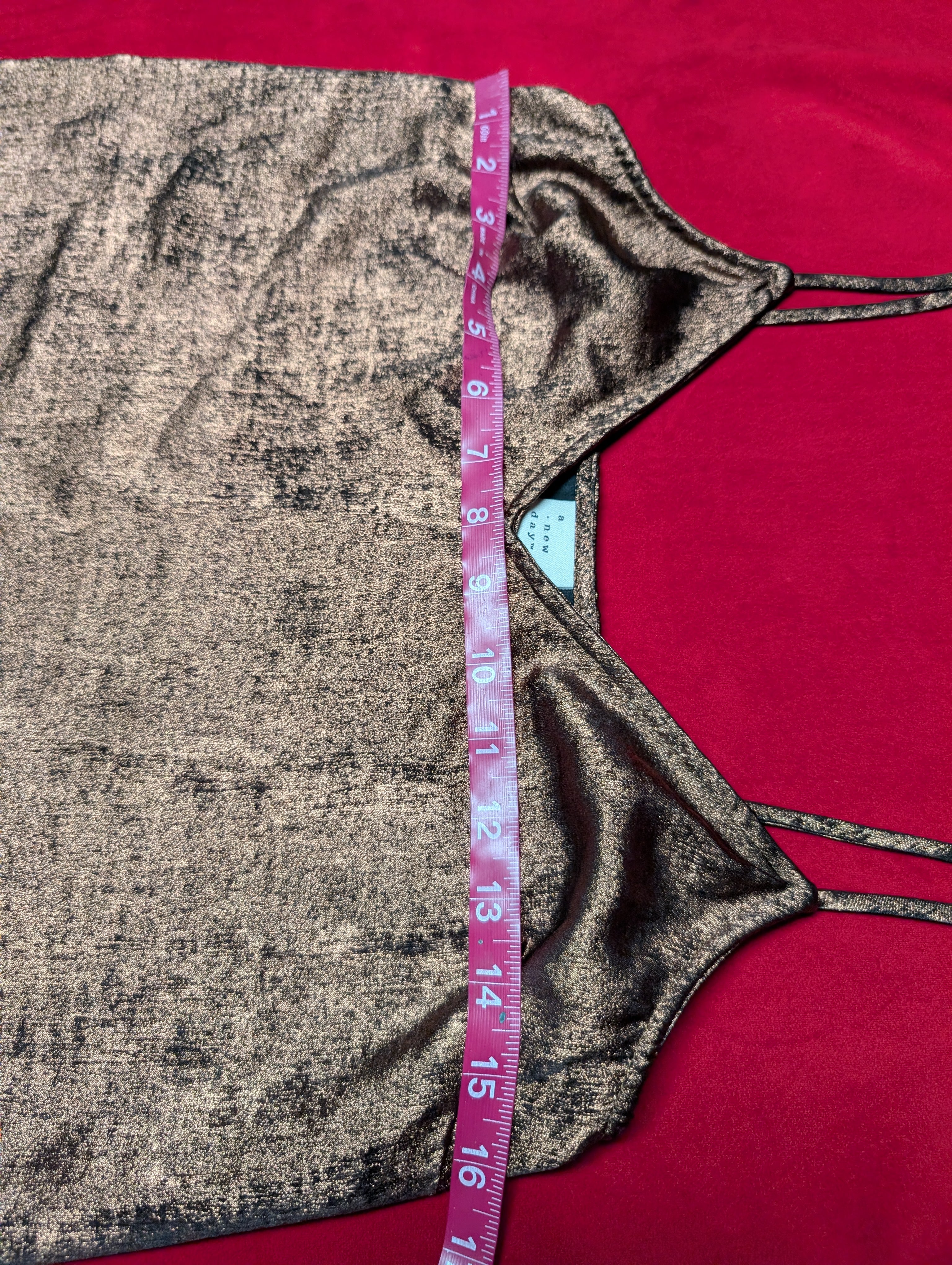 Bronze Shimmer V Mini Slip Dress in XS