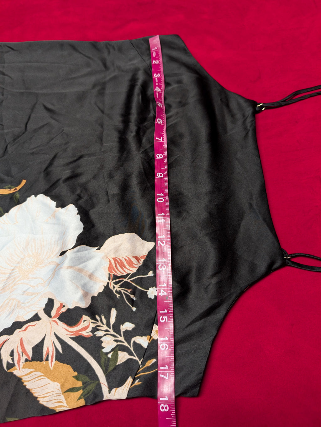 Black Beauty Floral Satin and Lace Slip Dress in Small