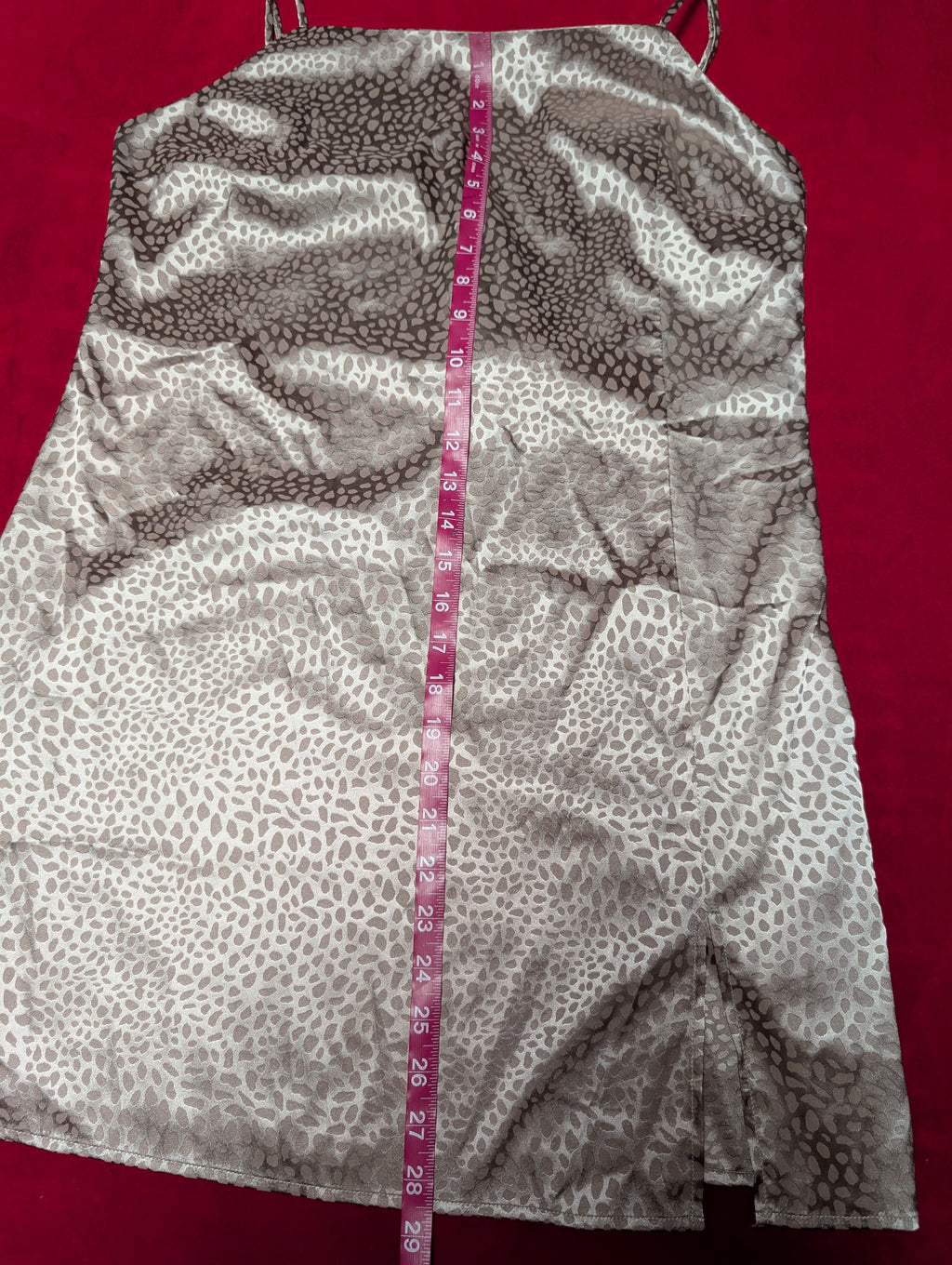 Sophie Rue Pink Silver Leopard Print Mini Slip Dress in Large