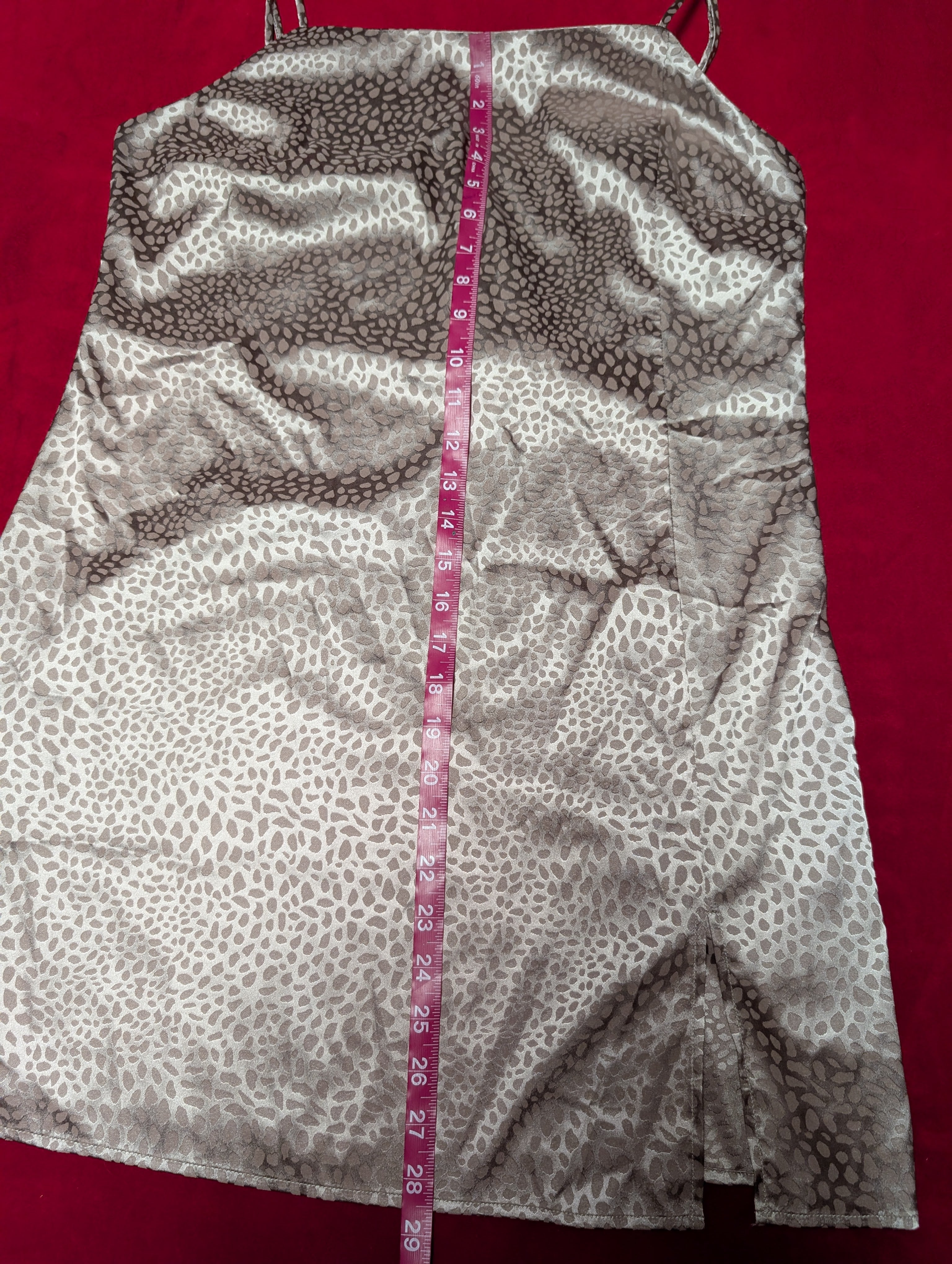 Sophie Rue Pink Silver Leopard Print Mini Slip Dress in Large