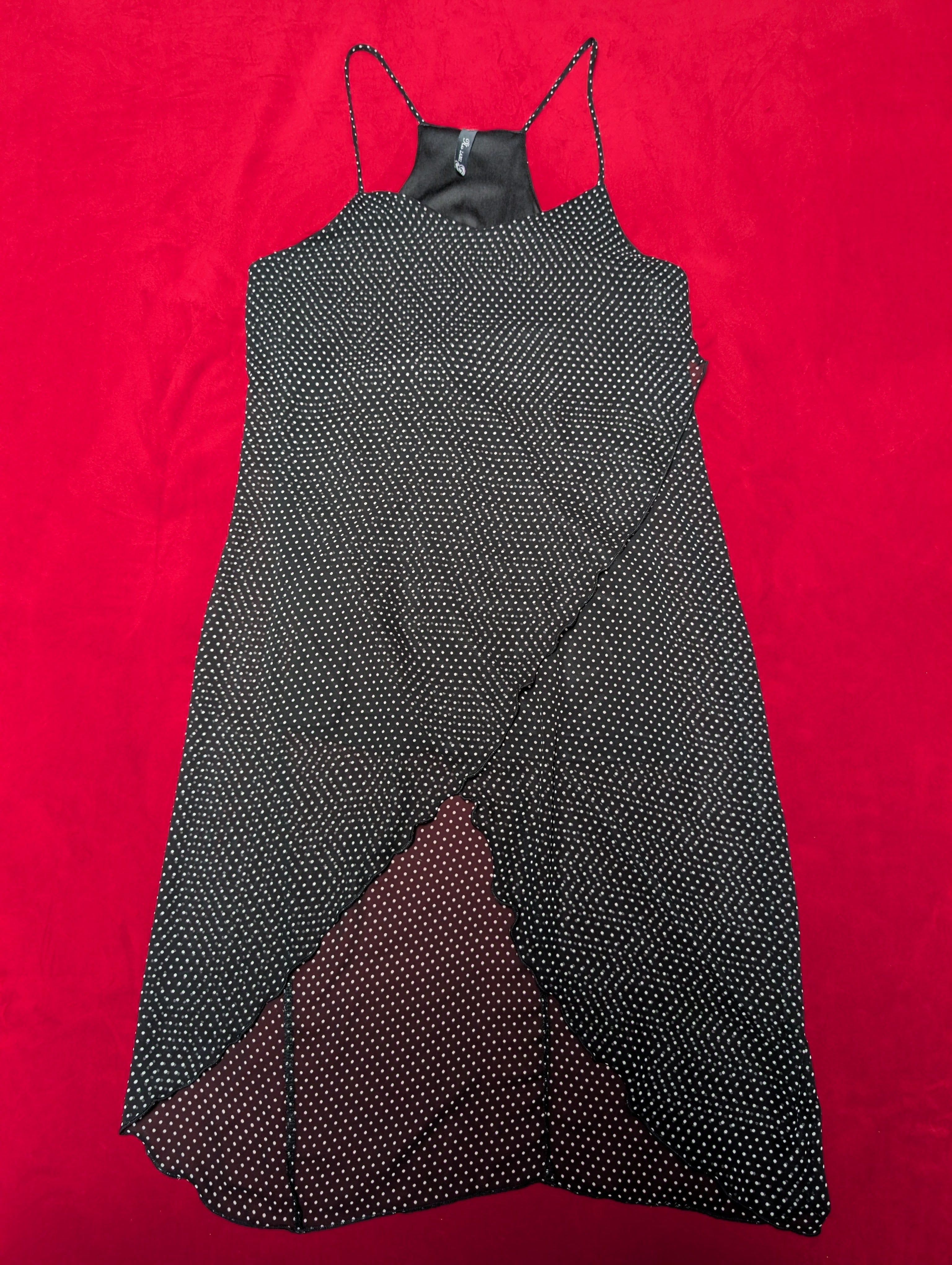 Polka Dot Asymmetrical Wrap Dress in Small