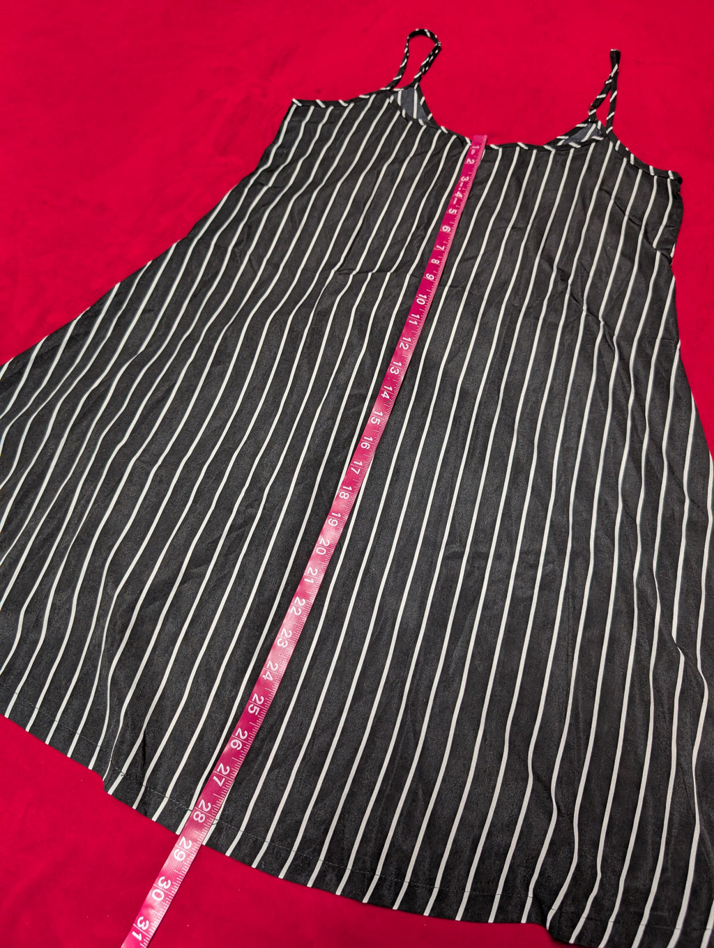 Vertical Stripe Black and White Mini Slip Dress in Size Medium