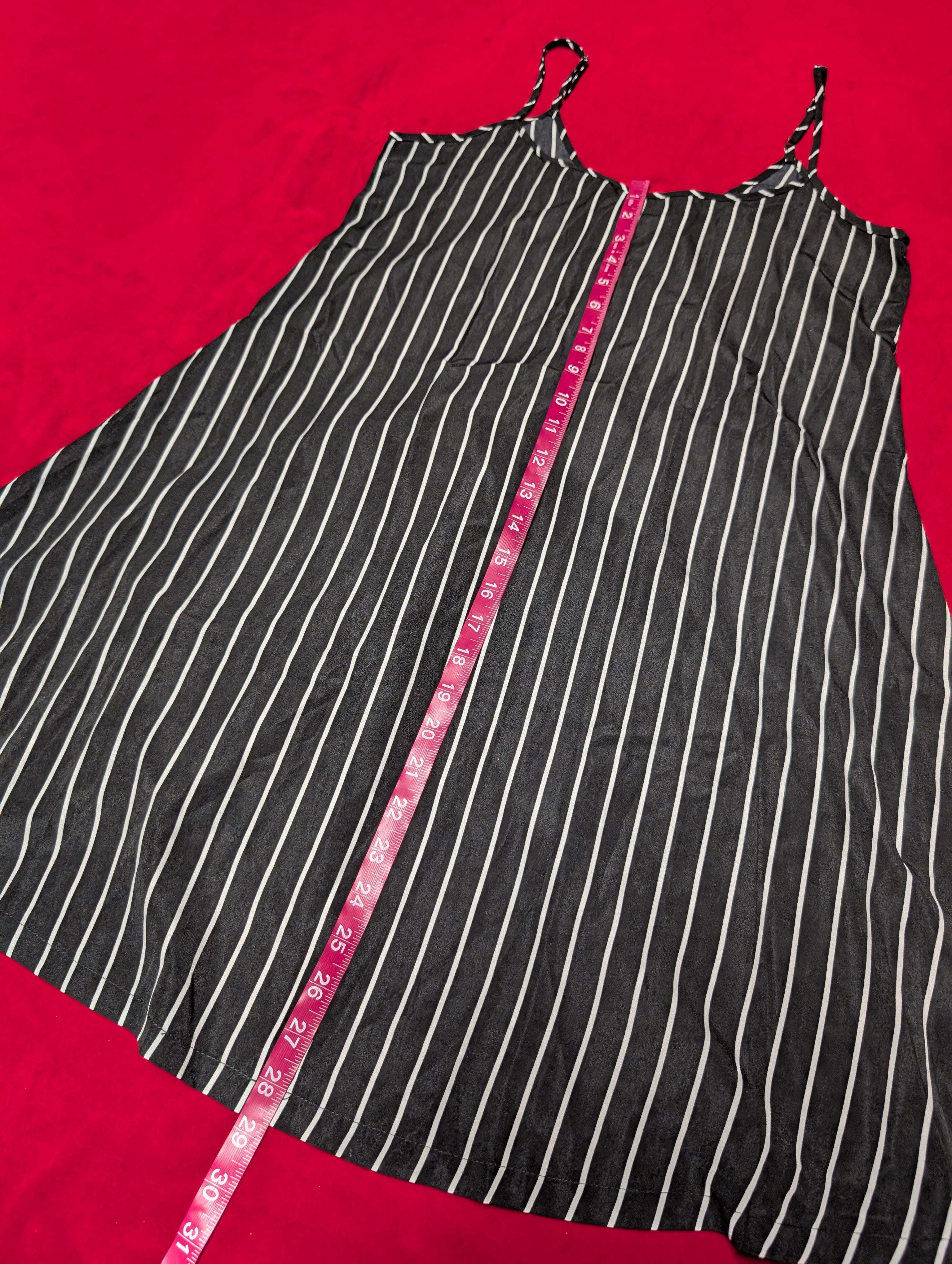 Vertical Stripe Black and White Mini Slip Dress in Size Medium