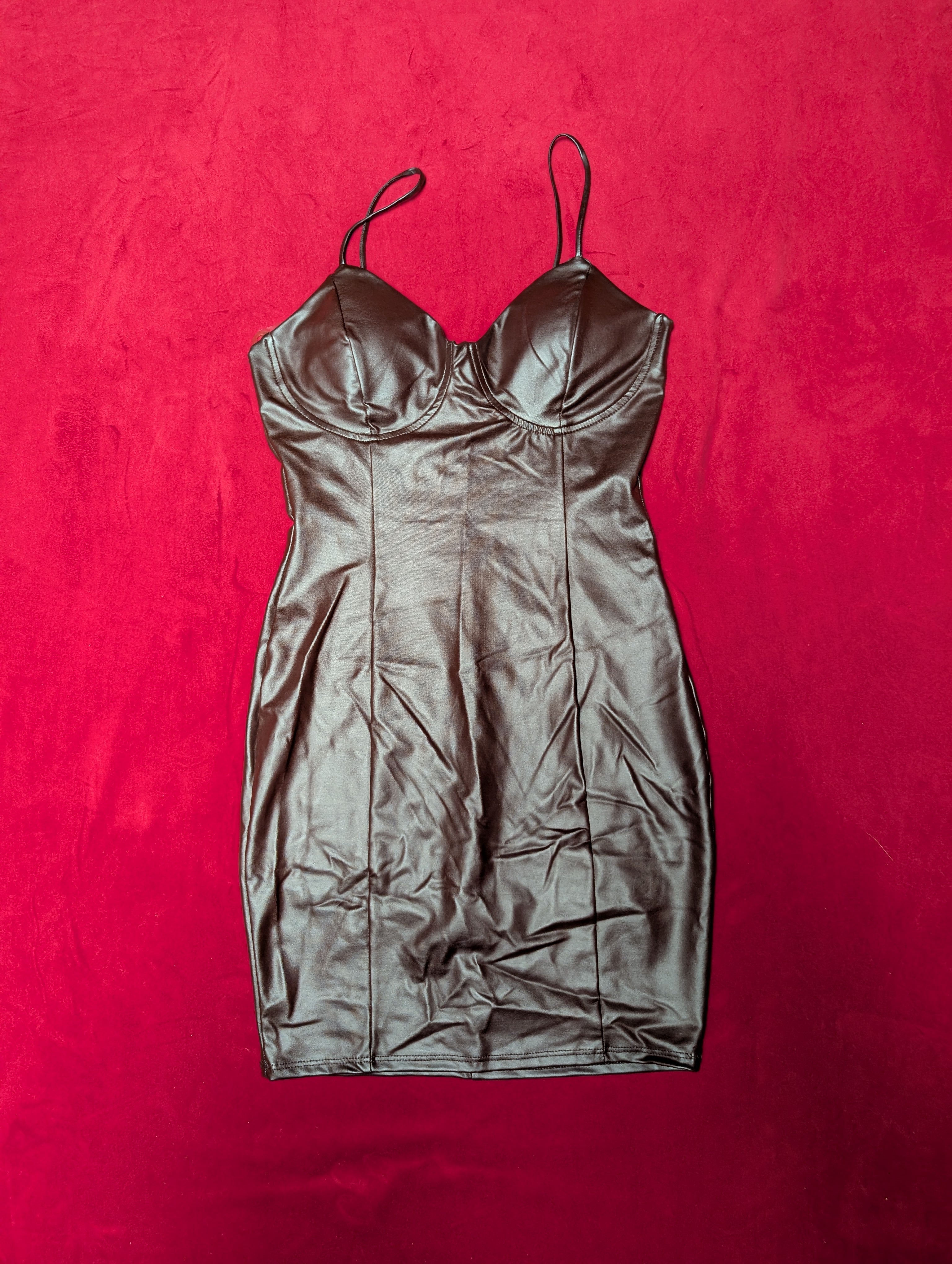 Topping Faux Leather Bodycon Mini Dress in Medium