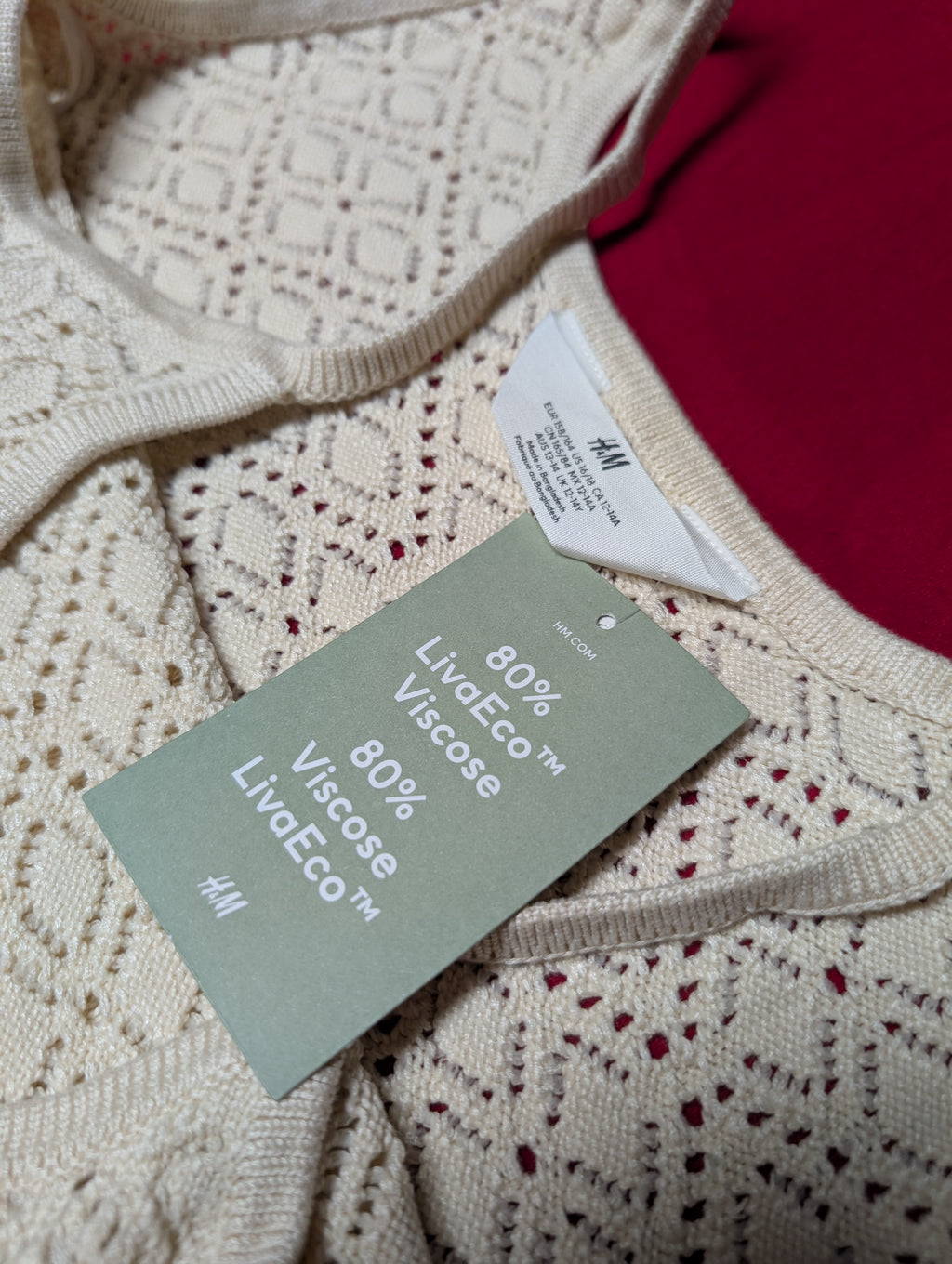 H&M Oatmeal Crochet Knit Mini Dress in XL