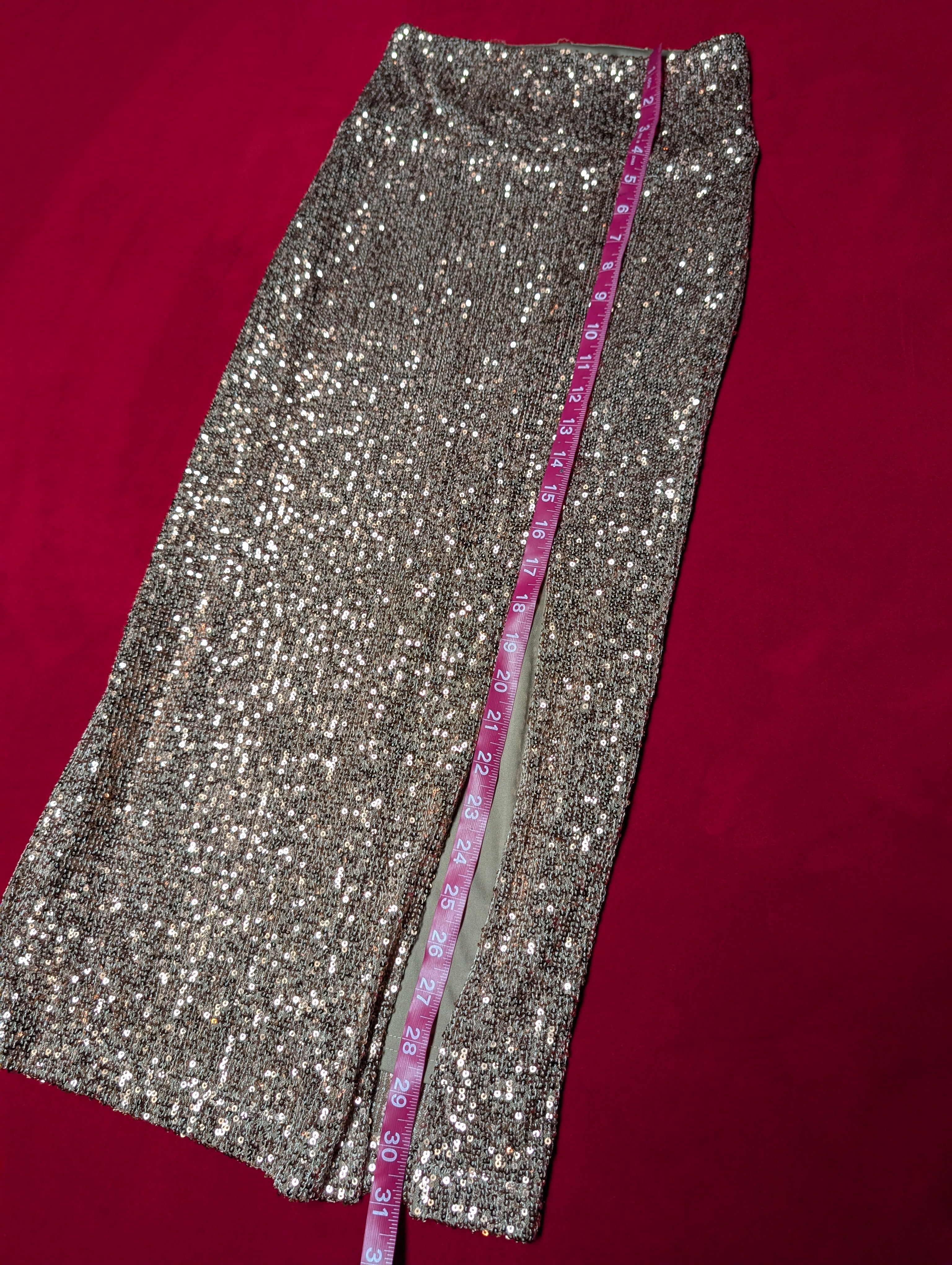Mia Joy Champagne Sequin Maxi Skirt in XS