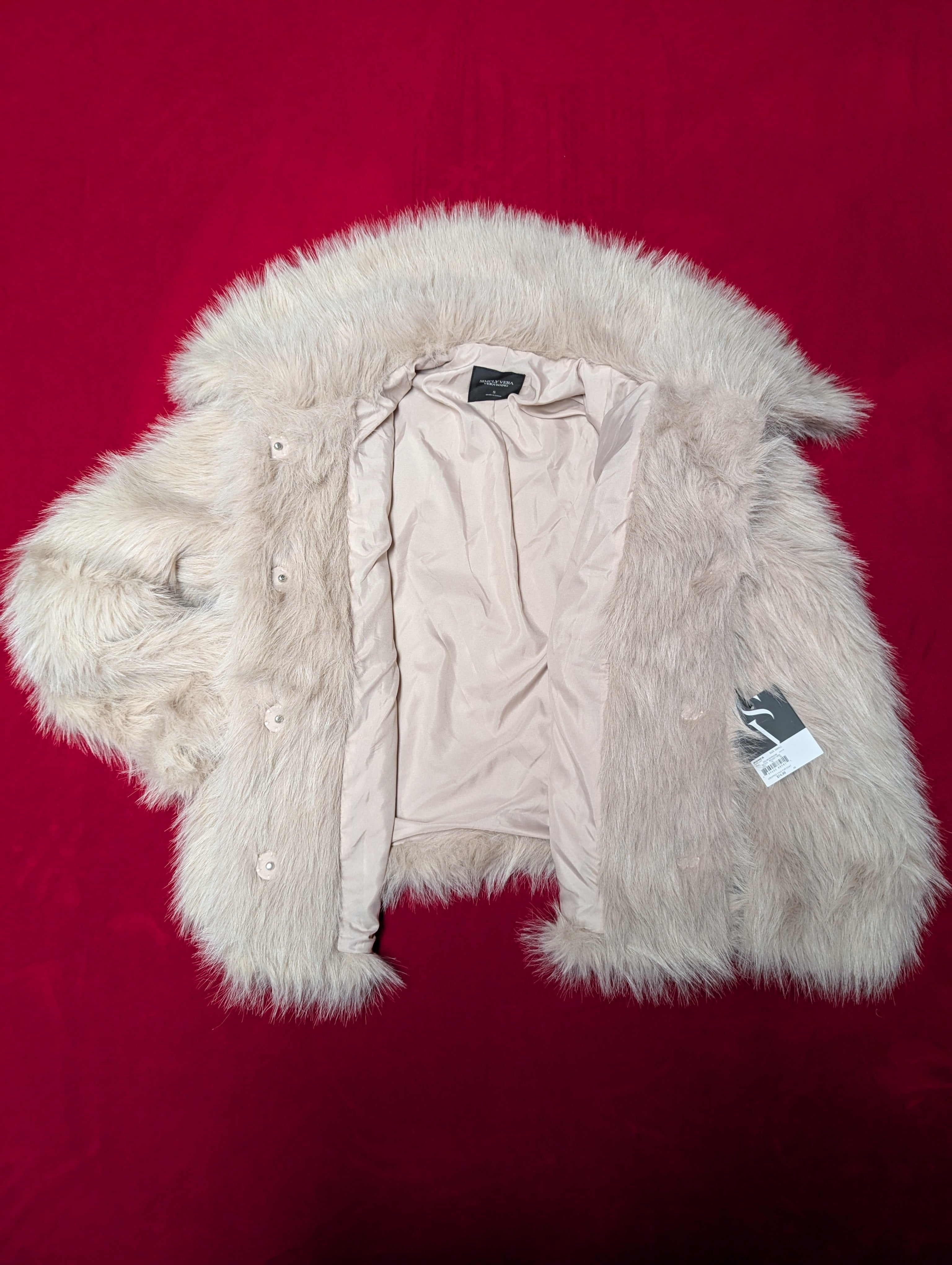 Vera Wang Soft Pink Faux Fur Jacket in Small