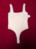 Powder Pink Square Neck Thong Bodysuit in Small