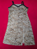 Lace Trim Animal Print Leopard Midi Slip Dress in 22/24