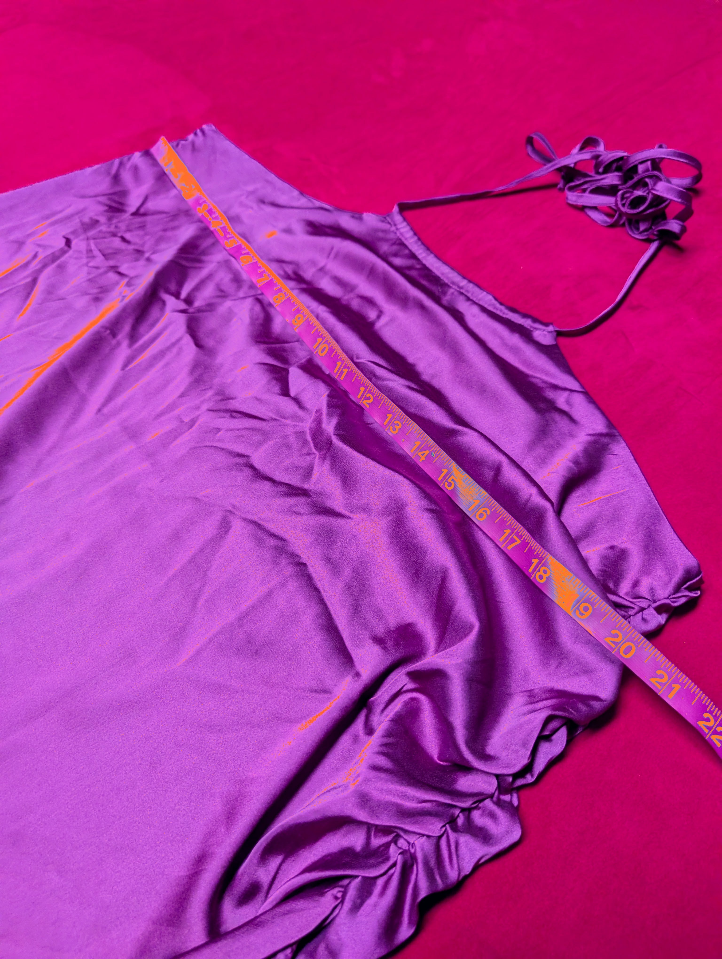 Magenta Pink Purple Halter Satin Split Dress size 20