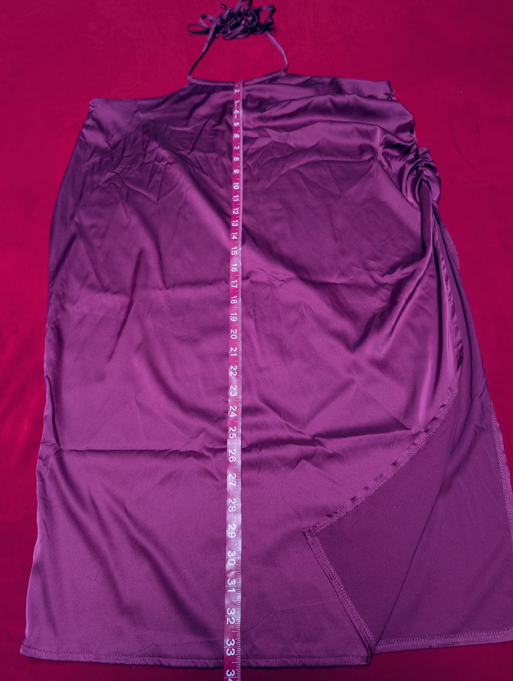 Magenta Pink Purple Halter Satin Split Dress size 20