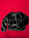 Pretty Garden Chic Black Faux Fur Jacket Coat in Small