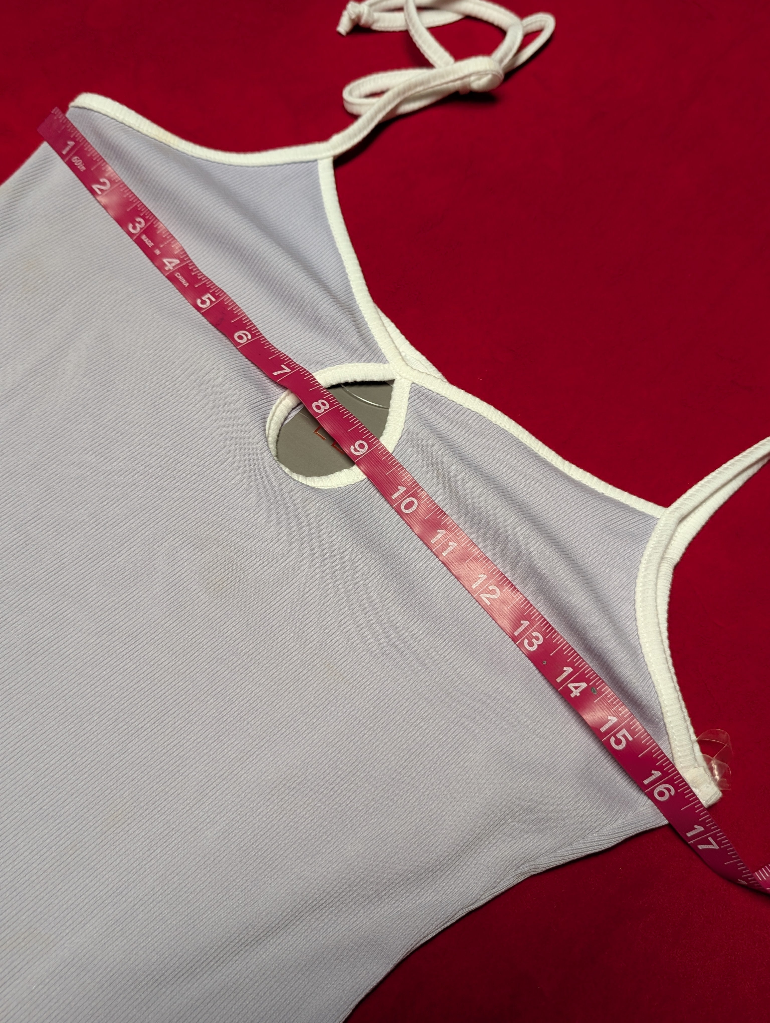 Le Lis Date Day Lavender Tie Ribbed Thong Bodysuit in Large
