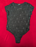Fashion Nova Black Cara Distressed Tee Bodysuit in Large
