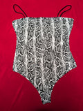 Supremely Soft Snakeskin Grey Thong Bodysuit in XL