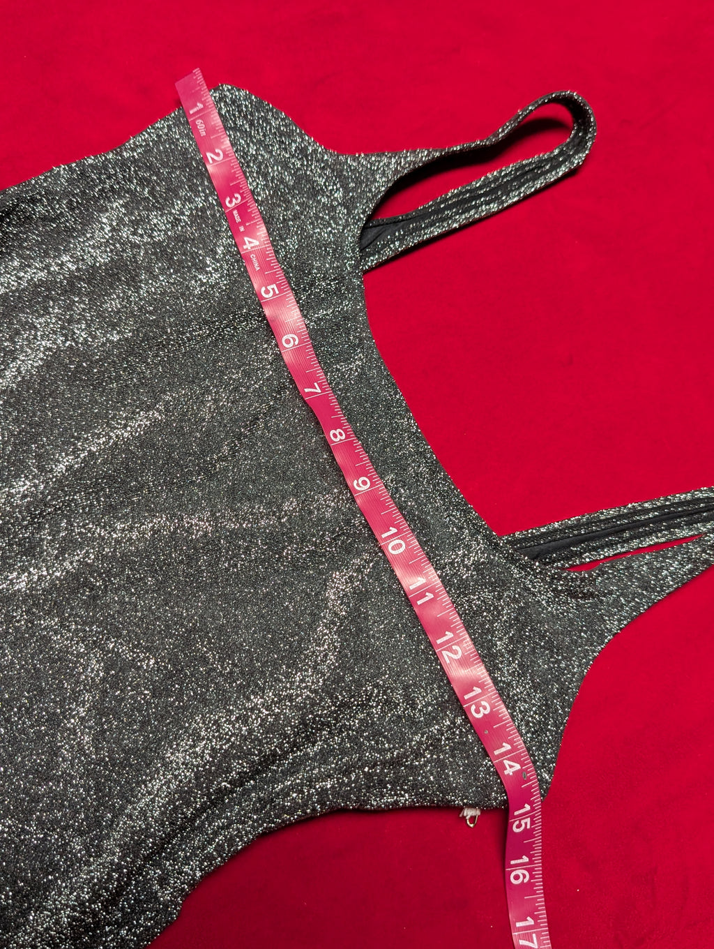 Essential Shimmering Black Silver Glitter Bodysuit & Swimsuit in Large