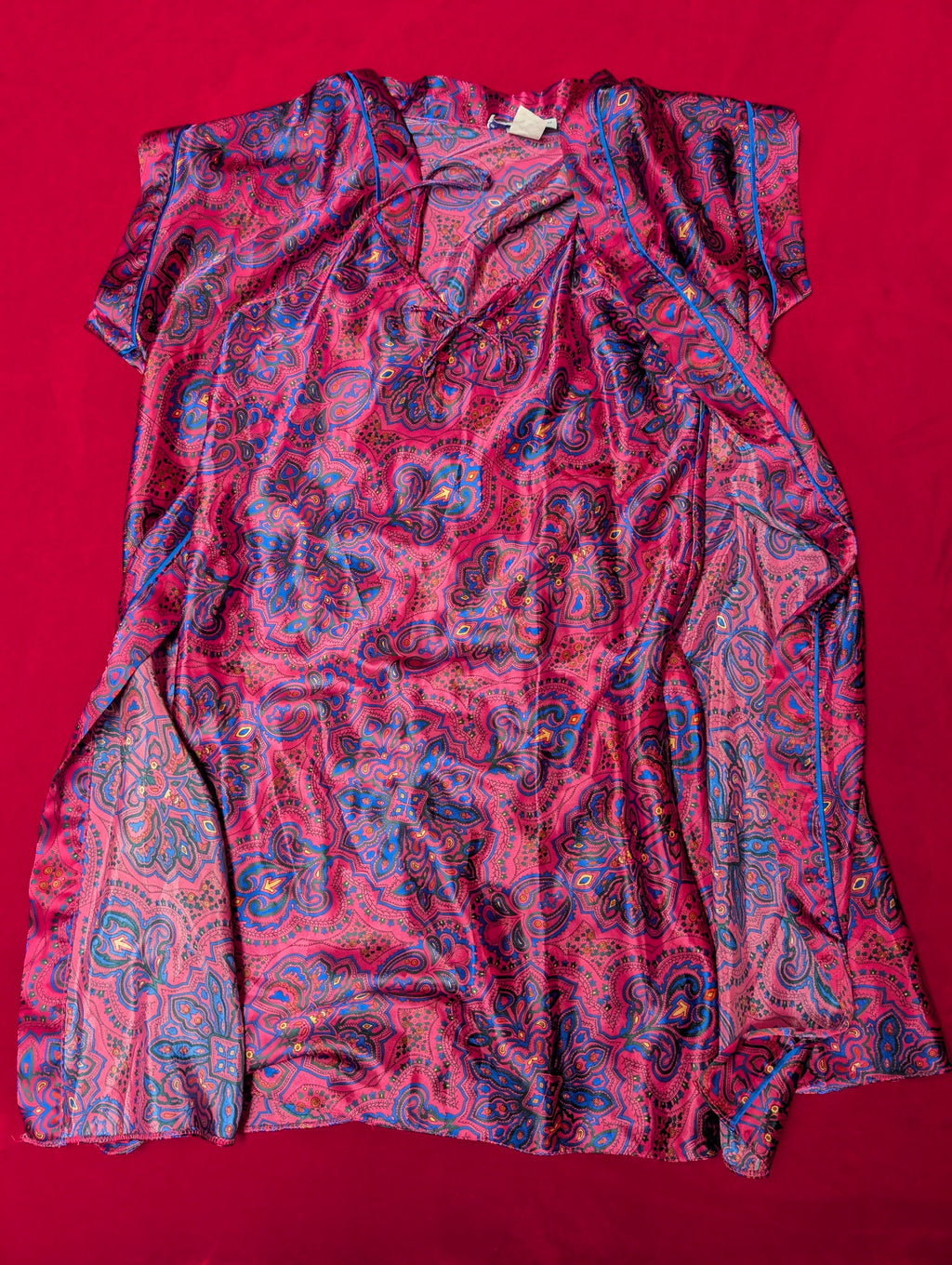 Night Time Creations Paisley Magenta & Indigo Slip & Robe Set size Small