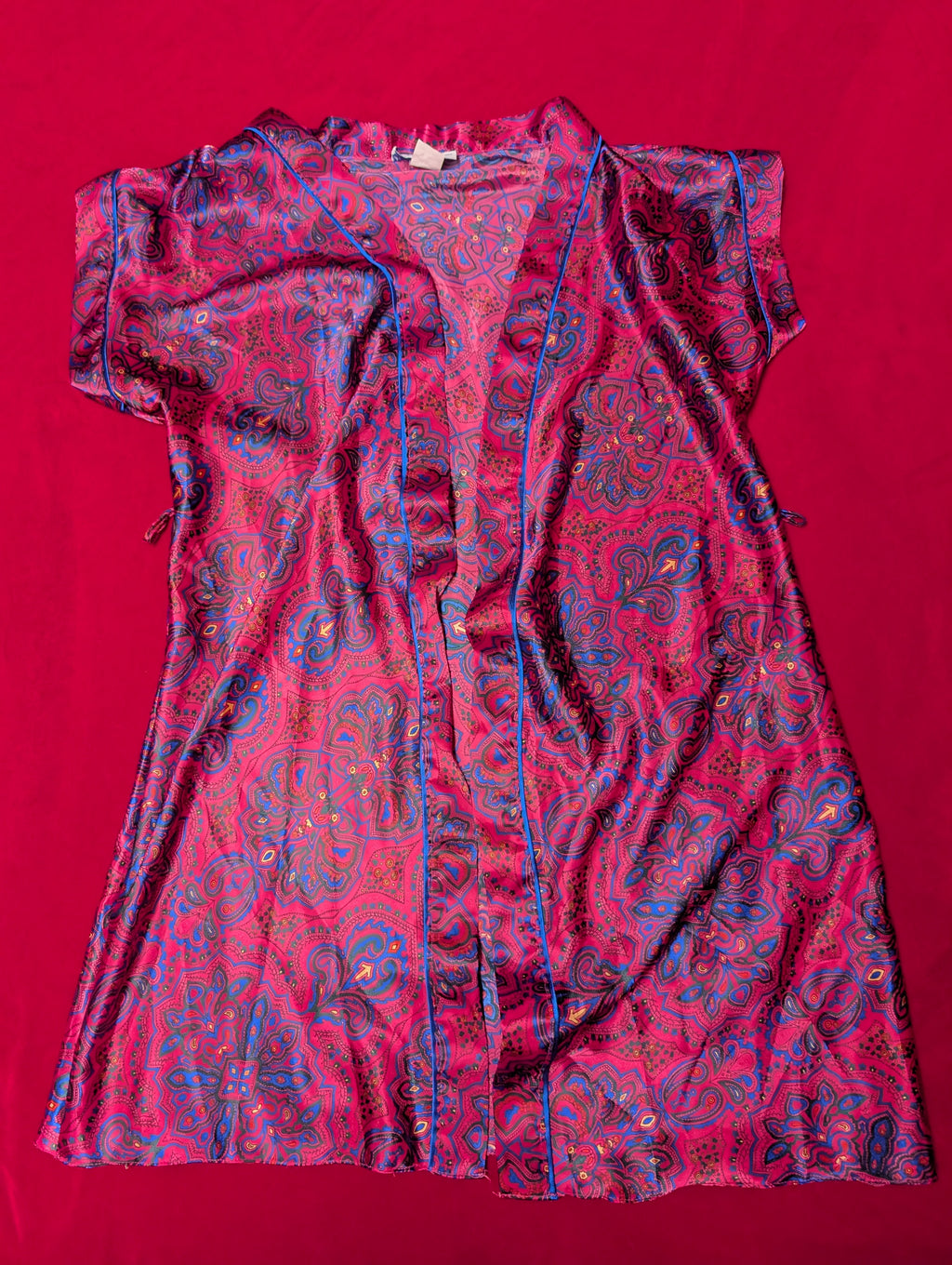 Night Time Creations Paisley Magenta & Indigo Slip & Robe Set size Small