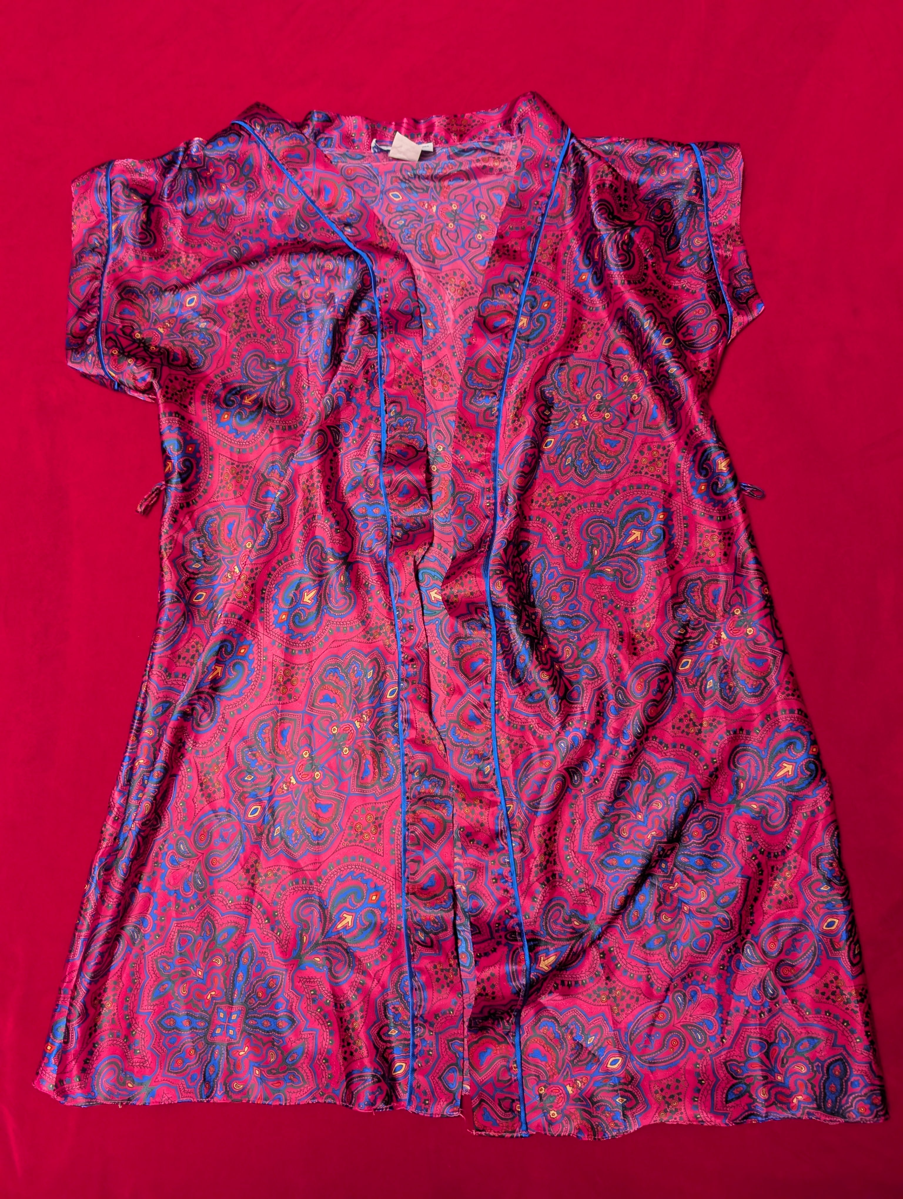 Night Time Creations Paisley Magenta & Indigo Slip & Robe Set size Small